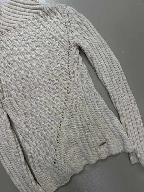 Vintage Armani Jeans Cream Turtleneck Knit Sweater für Herren. Y2K Second Hand 2000s Fashion