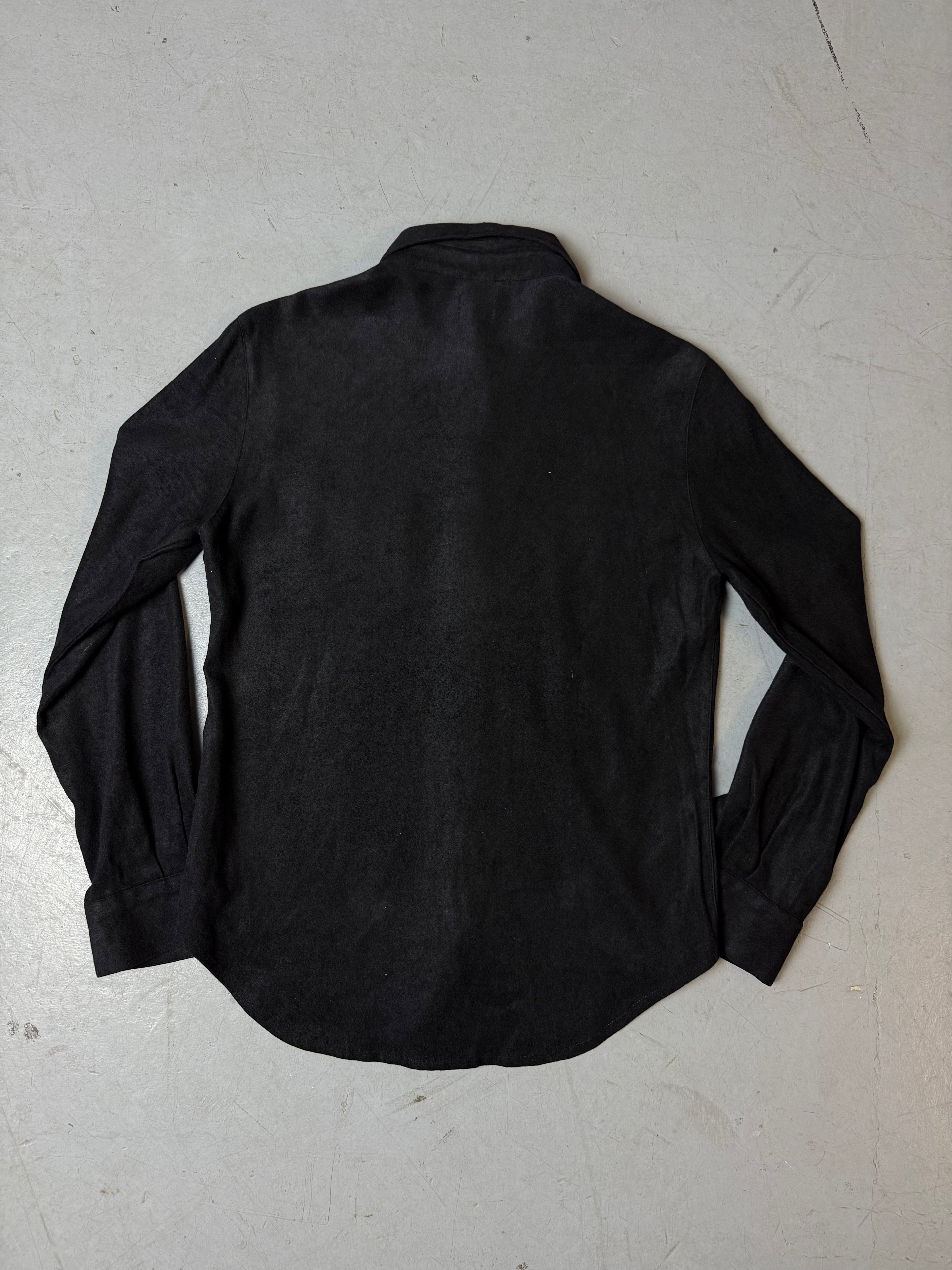 Produktbild von Vintage Armani Jeans Black Button Up Shirt von hinten 