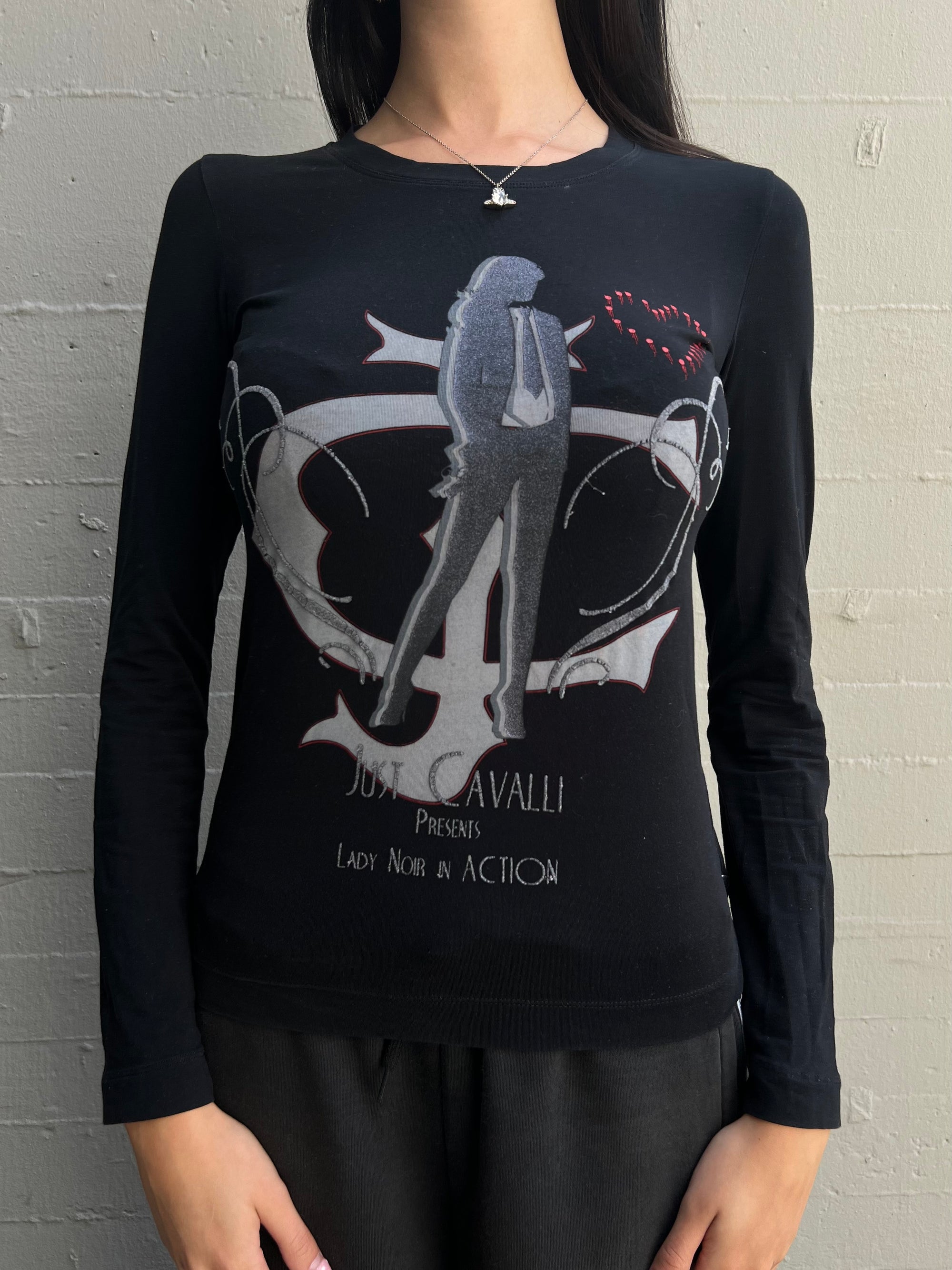 Vintage Black Just Cavalli Printed Longsleeve XS