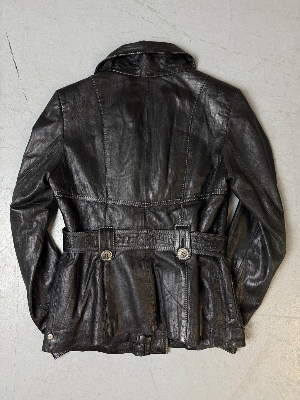 Vintage Black Faux Leather Blazer M