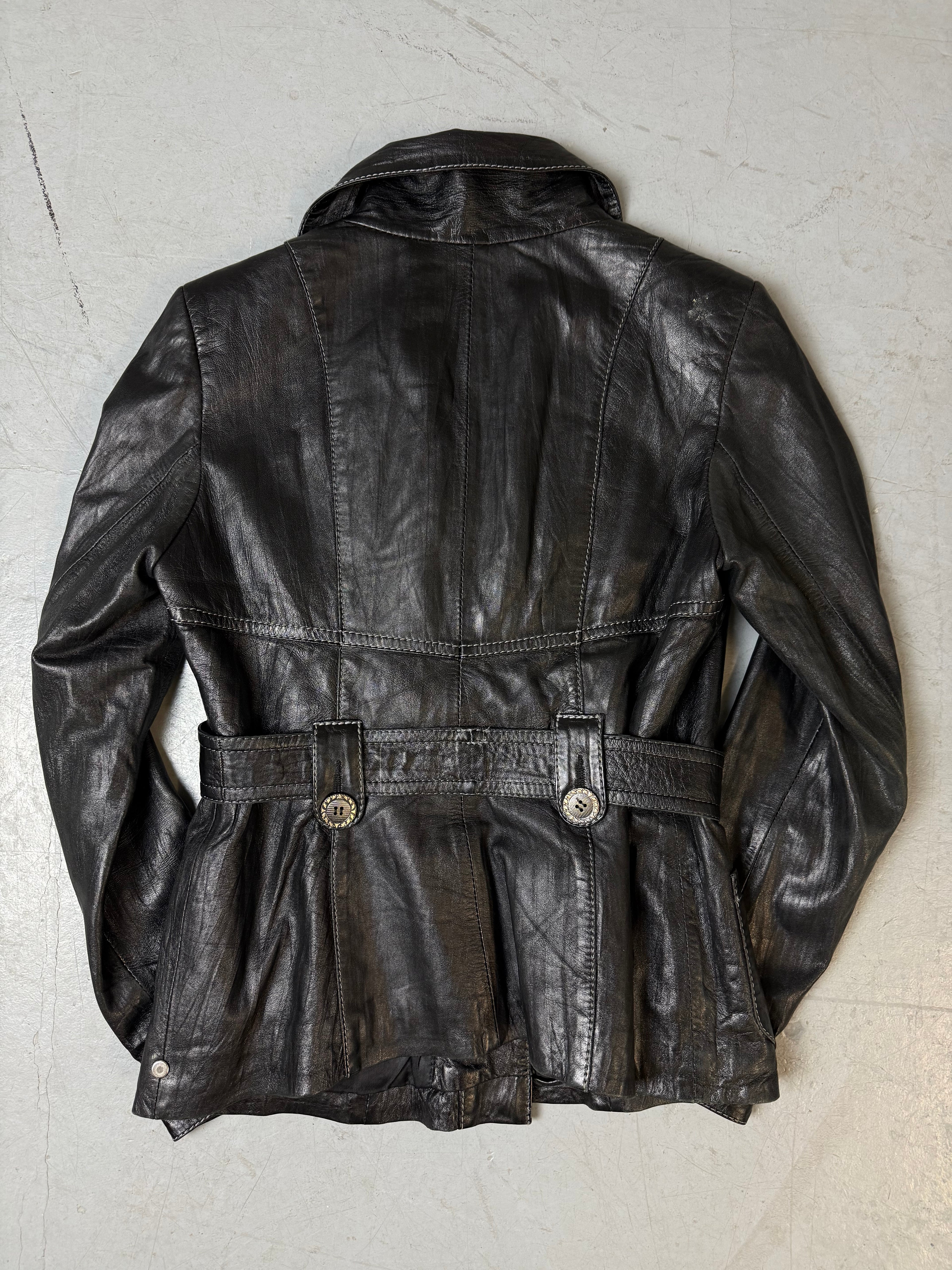 Vintage Black Faux Leather Blazer M