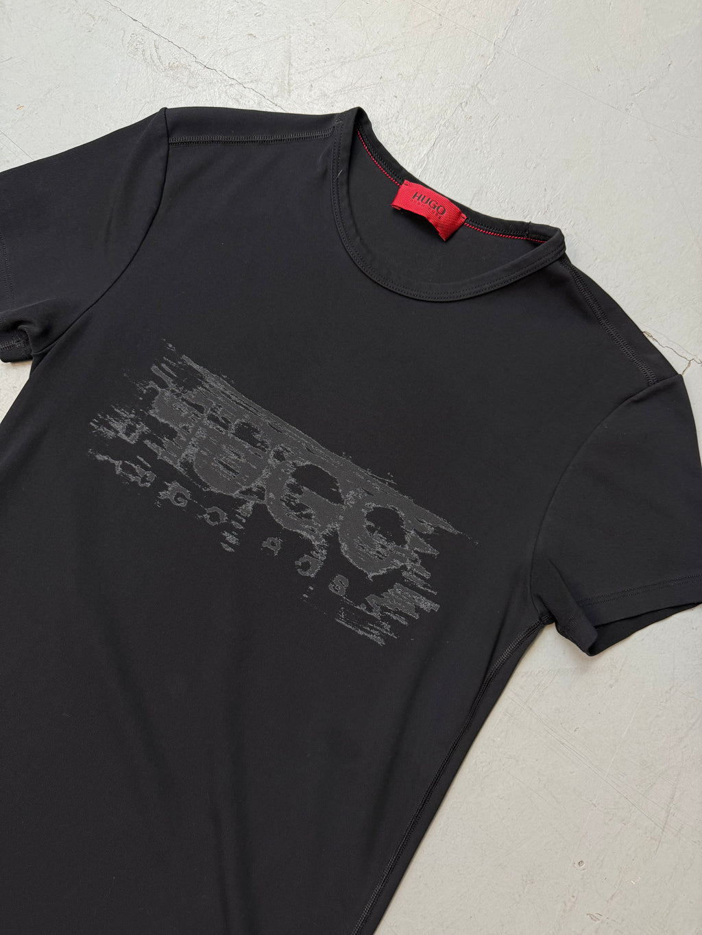 Vintage Hugo Boss Black Printed Slim Fit T-Shirt S/M