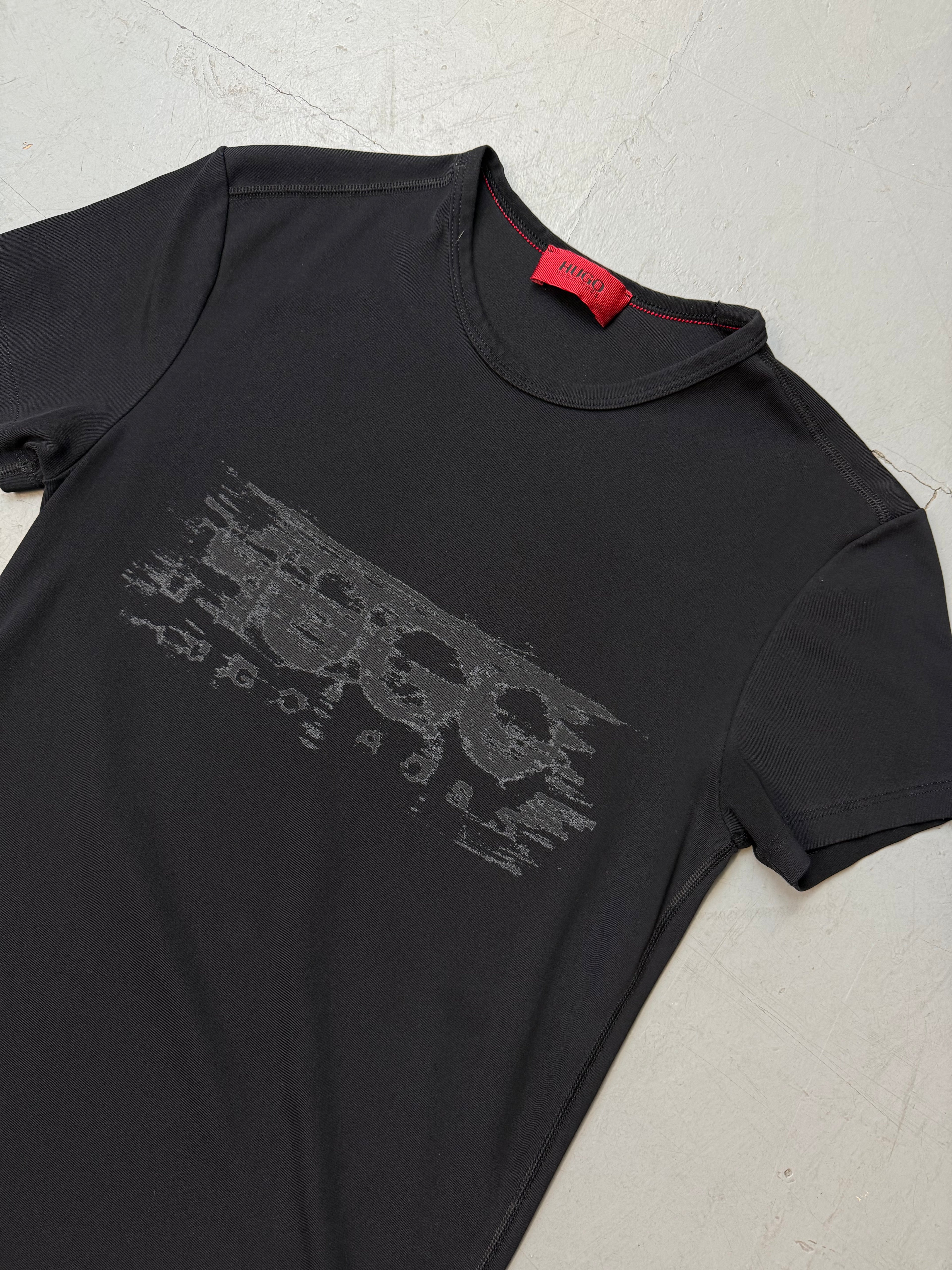 Vintage Hugo Boss Black Printed Slim Fit T-Shirt S/M