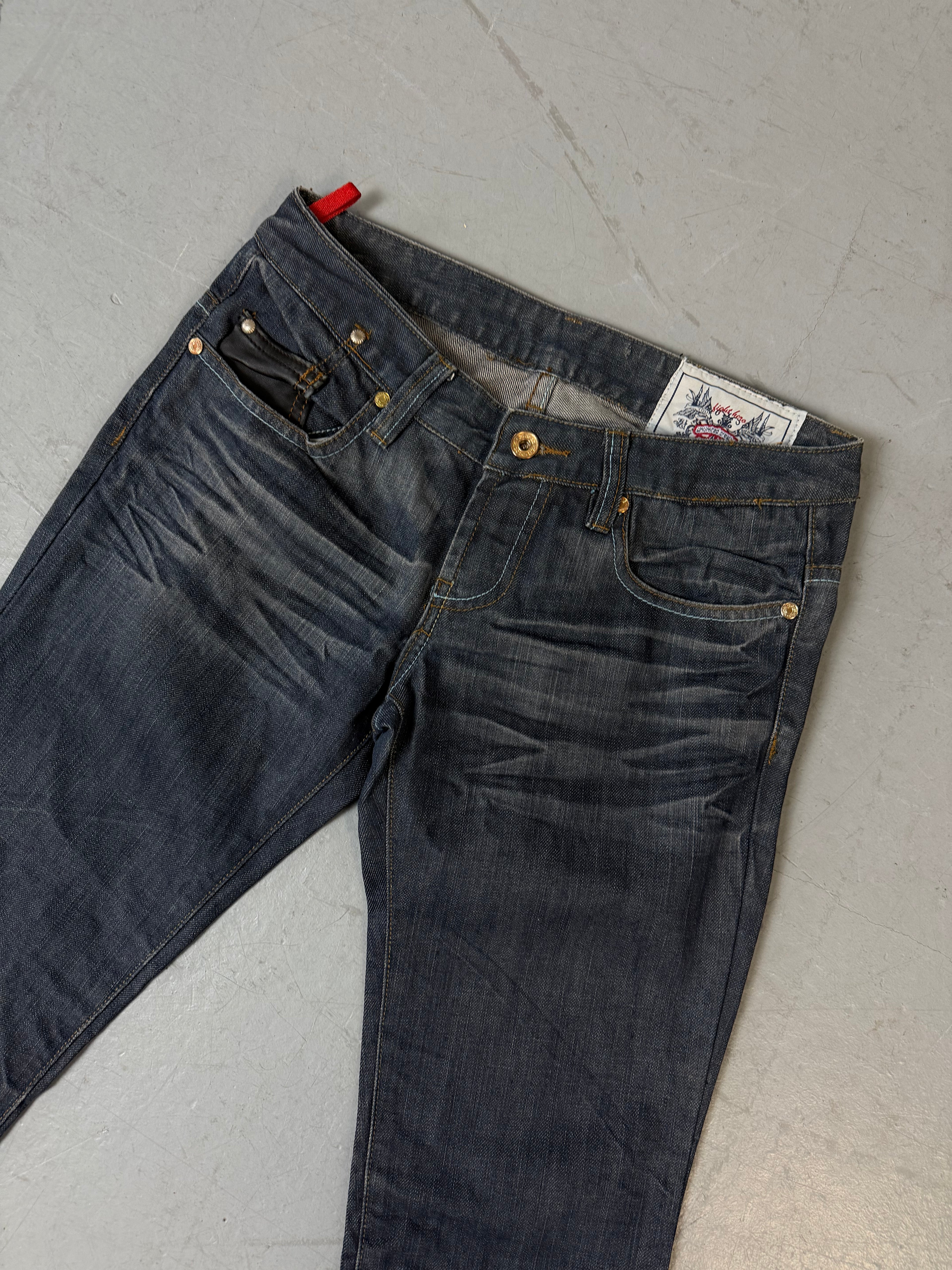 Eine dunkelblaue Straight leg low waist denim von unlimited creativity in XS