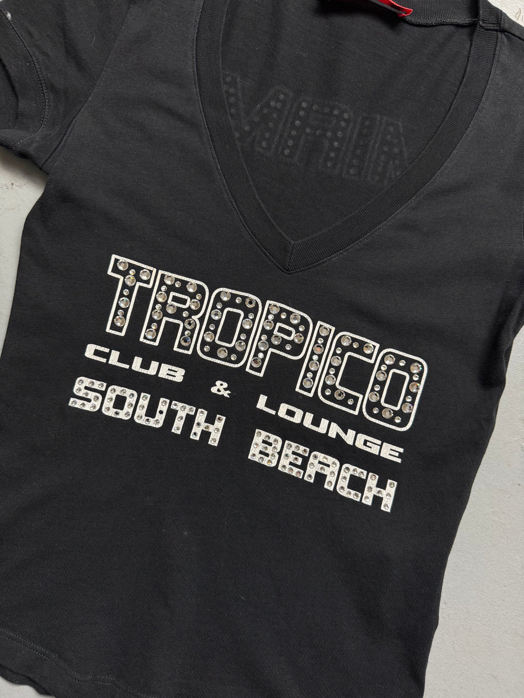 Vintage Liu Jo Black Glitter V-Neck T-Shirt XS/S