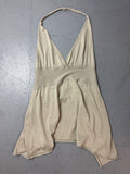 Vintage Beige Halter Mini für Damen. Secondhand Y2K 2000s Fashion