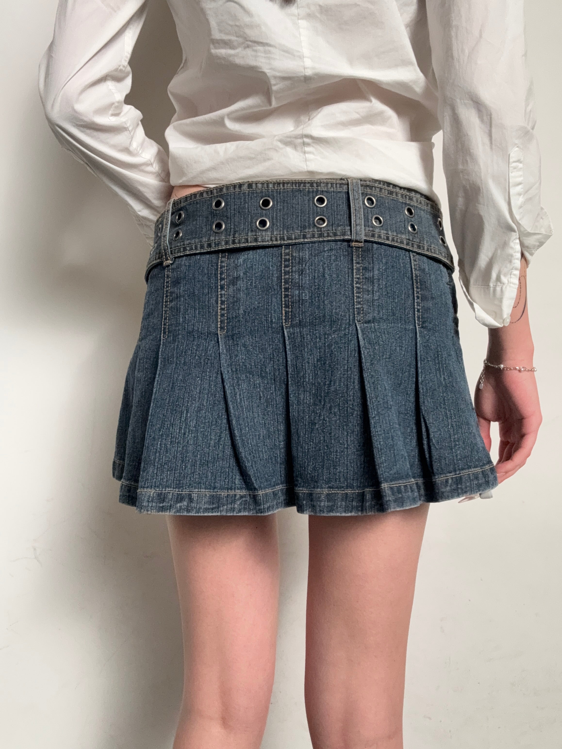 Vintage Bongo Denim Mini Skirt with Belt M