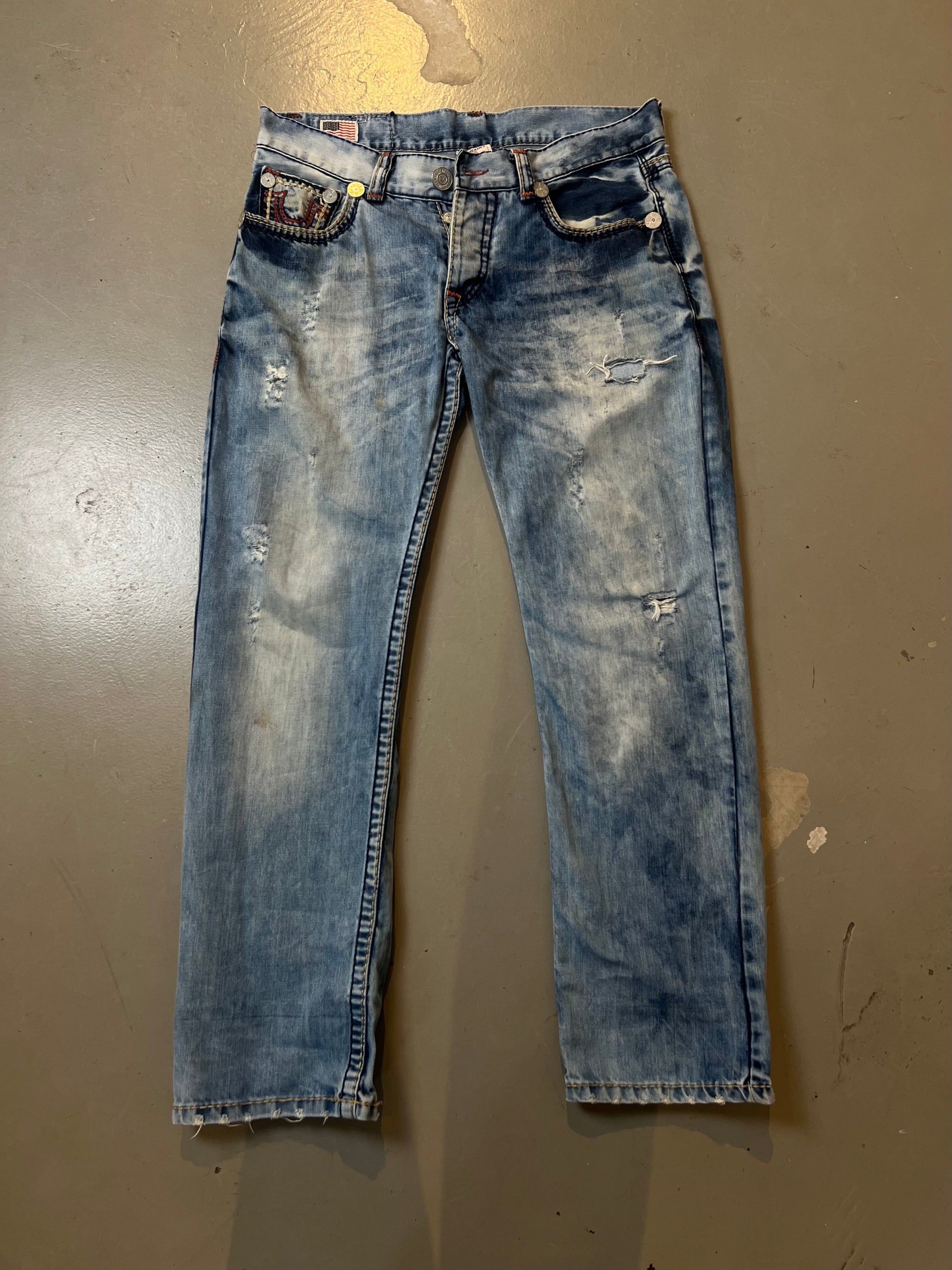 Vintage True Religion Light Blue Ripped Denim L/XL