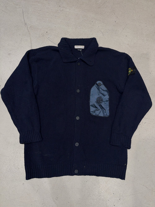 Vintage Stone Island Knit Jacket (XL) Strickjacke für Herren in Dunkelblau Vintage Y2K 