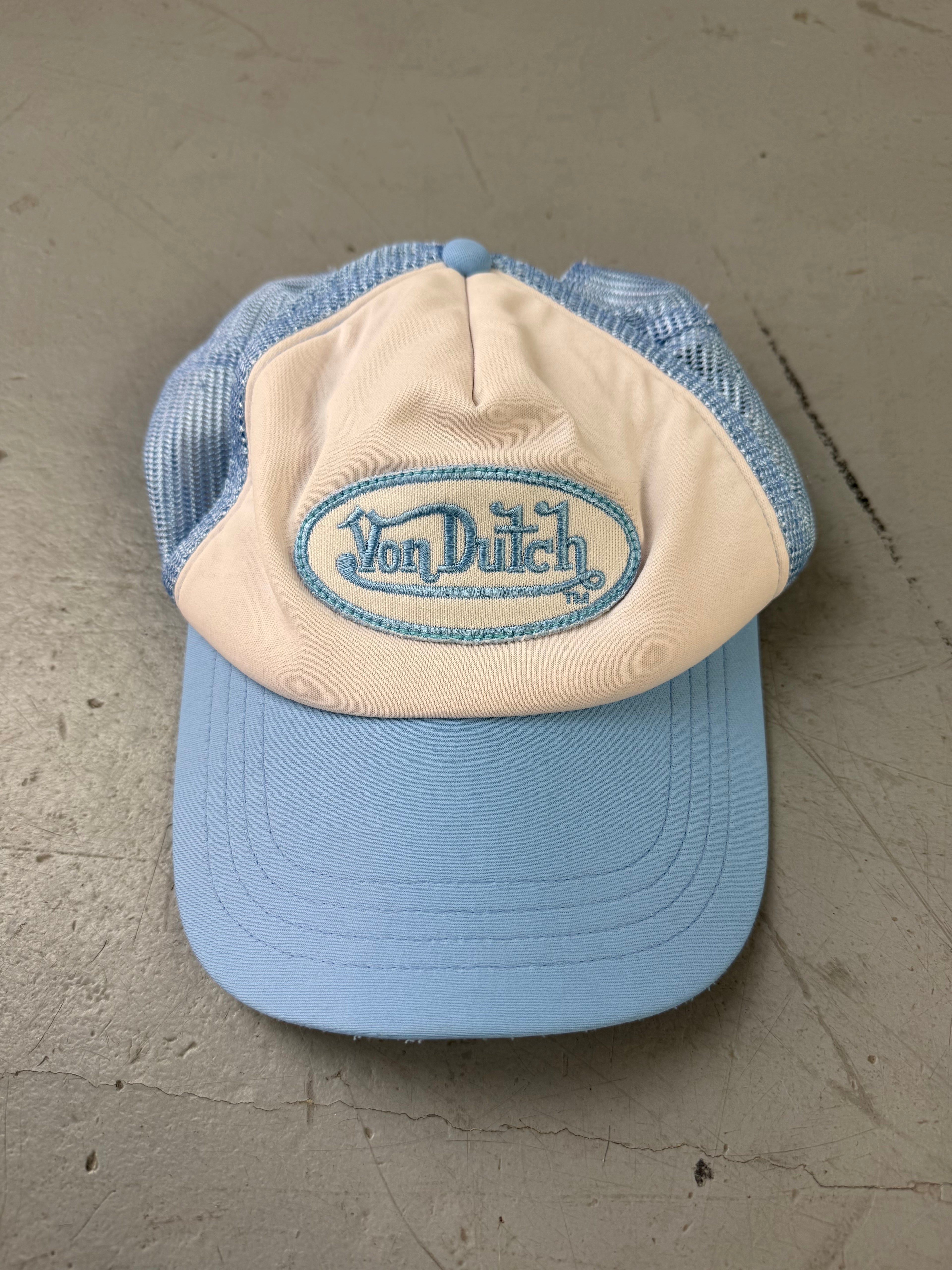 Vintage Von Dutch Babyblaue Cap Y2K Fashion 