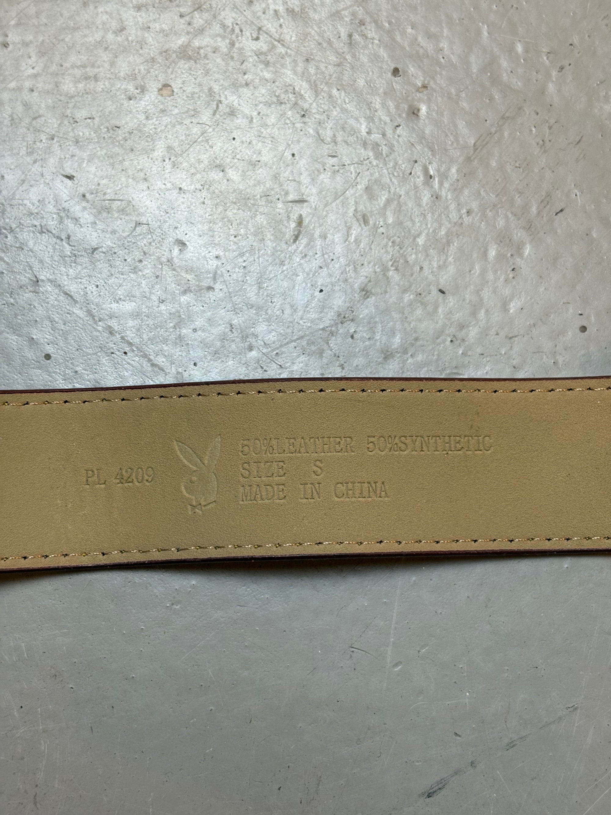 Vintage Brown Playboy Big Buckle Leather Belt