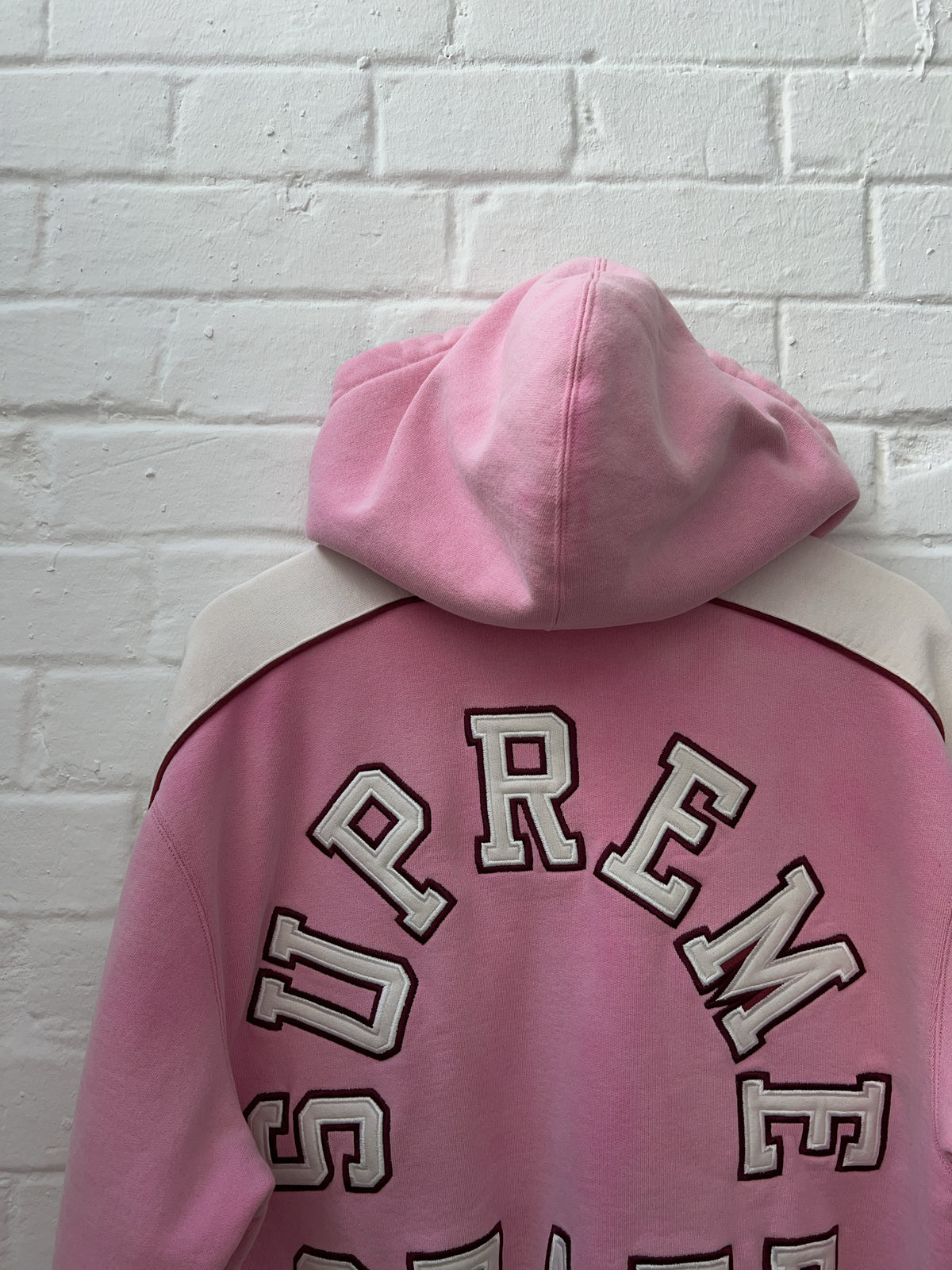 Supreme State Zip Up Hooded Sweatshirt Pink (S)