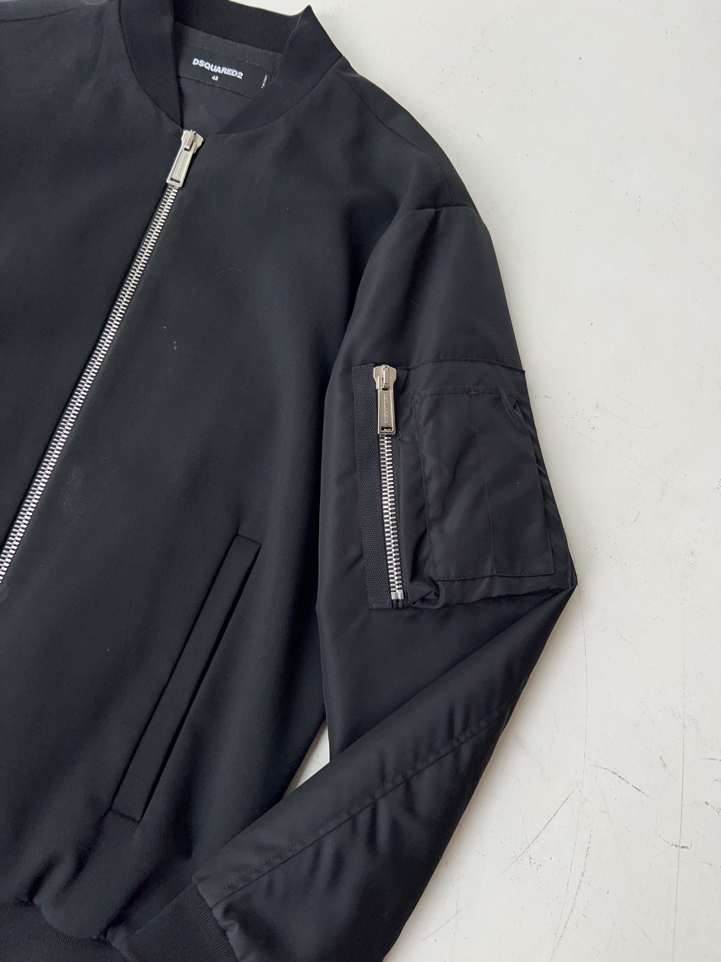 Vintage Dsquared2 Black Satin Bomber Jacket (L)