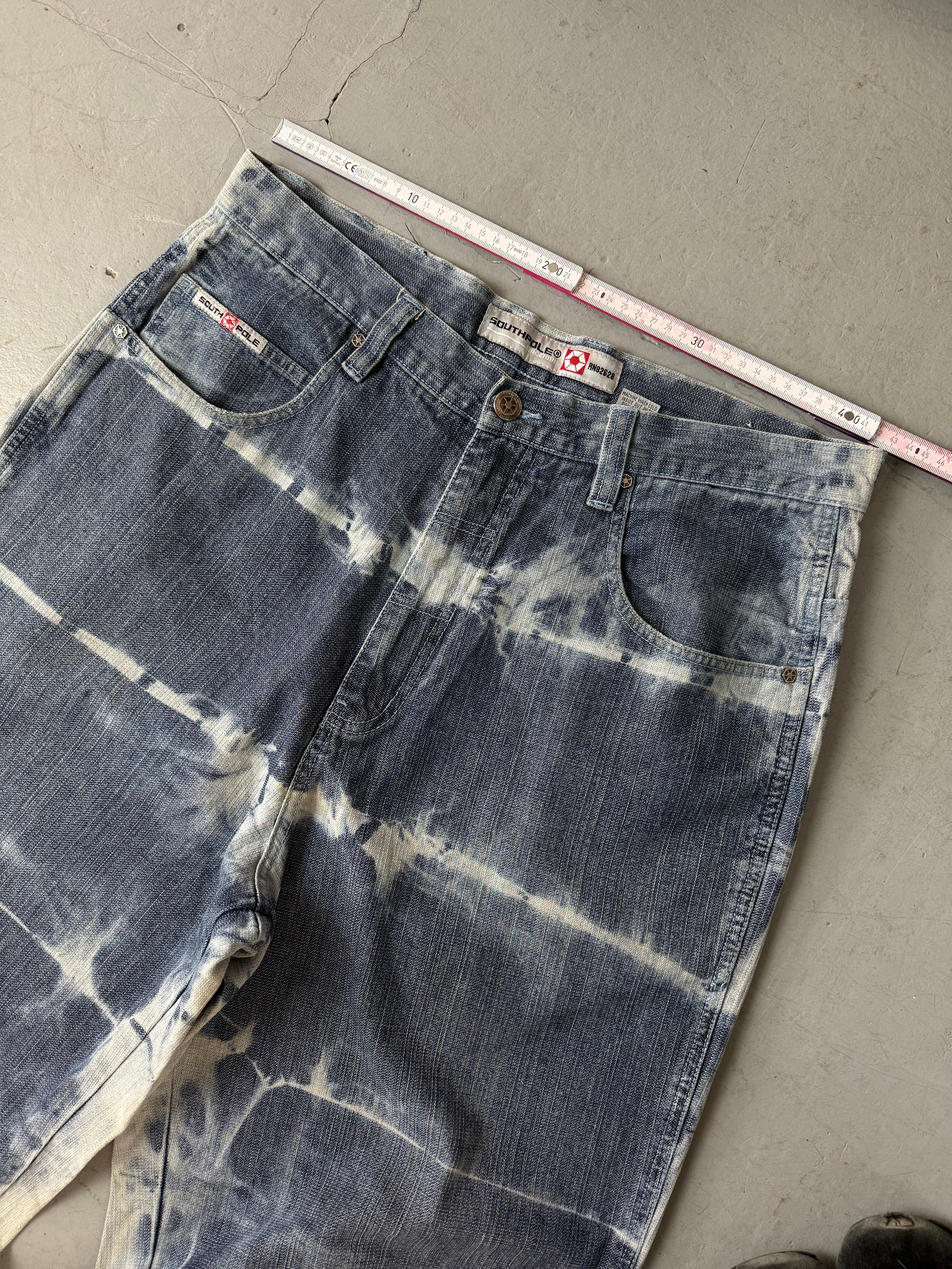 Vintage Southpole Bleach Washed Baggy Denim XL für Herren. Y2K Second Hand 2000s Fashion