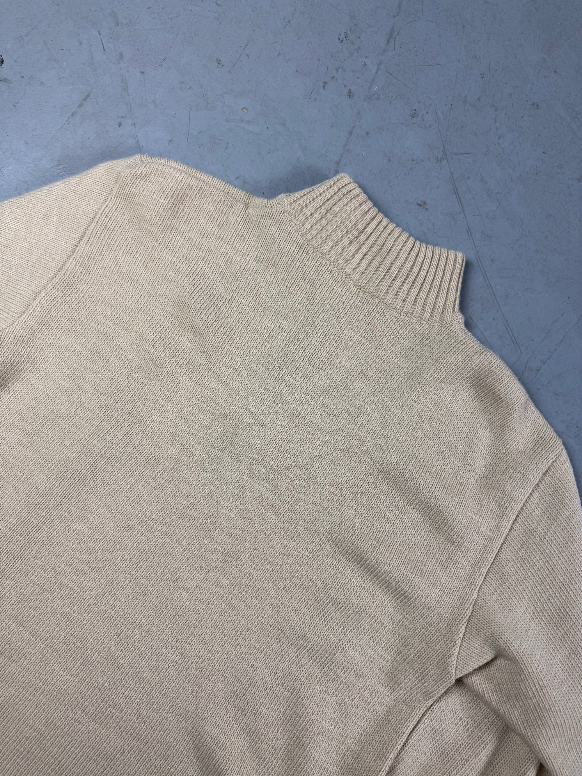 Detailbild von einem Vintage Schott Knit Half Zip Sweater von Kragen Rückseite