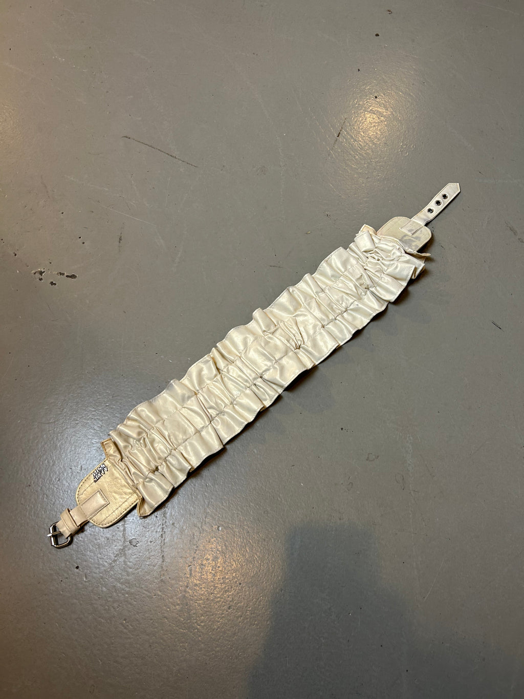 Vintage Cream Ruffle Miss Sixty Shiny Faux Leather Belt