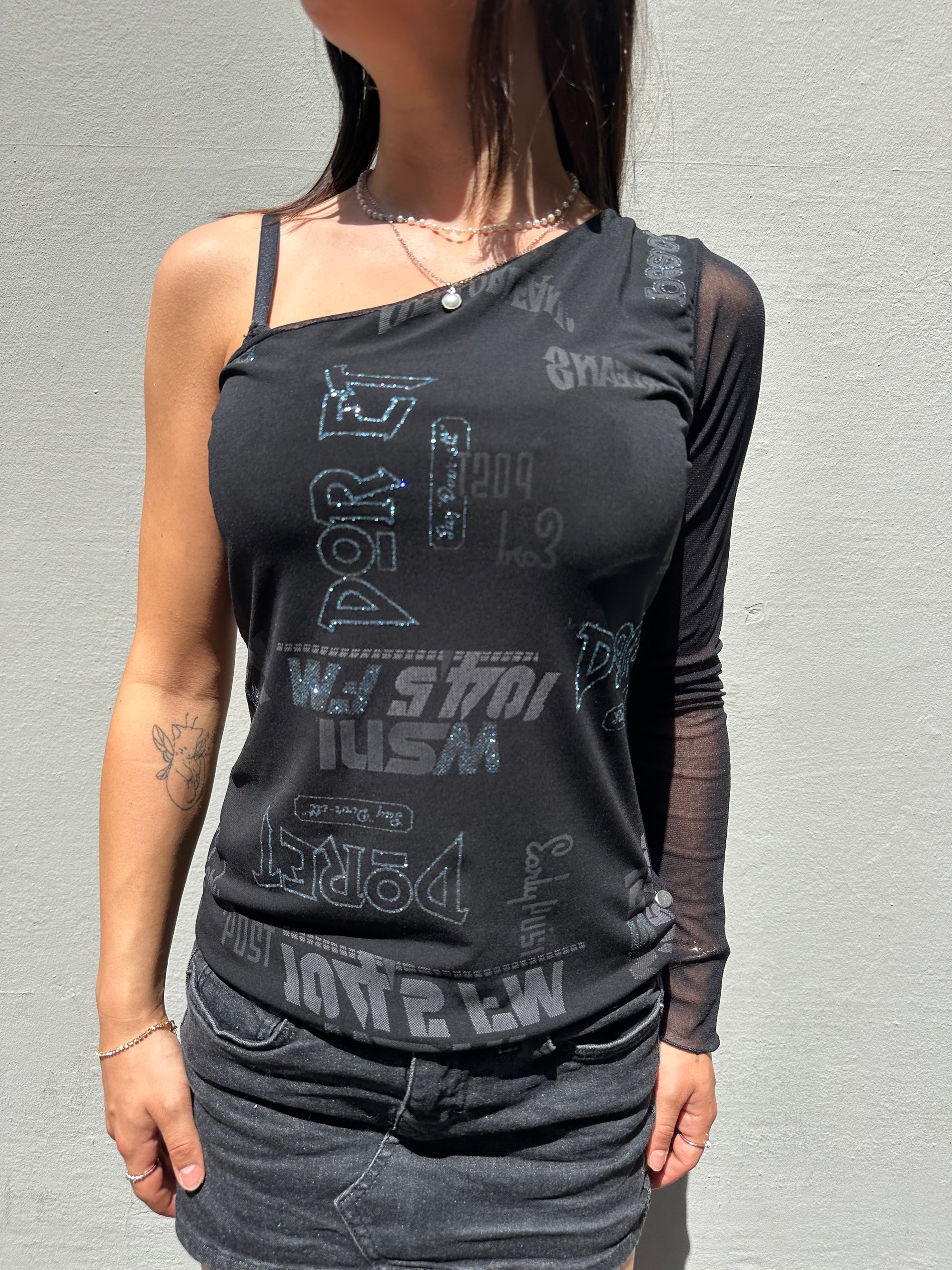 Vintage Half Arm See Through Top S