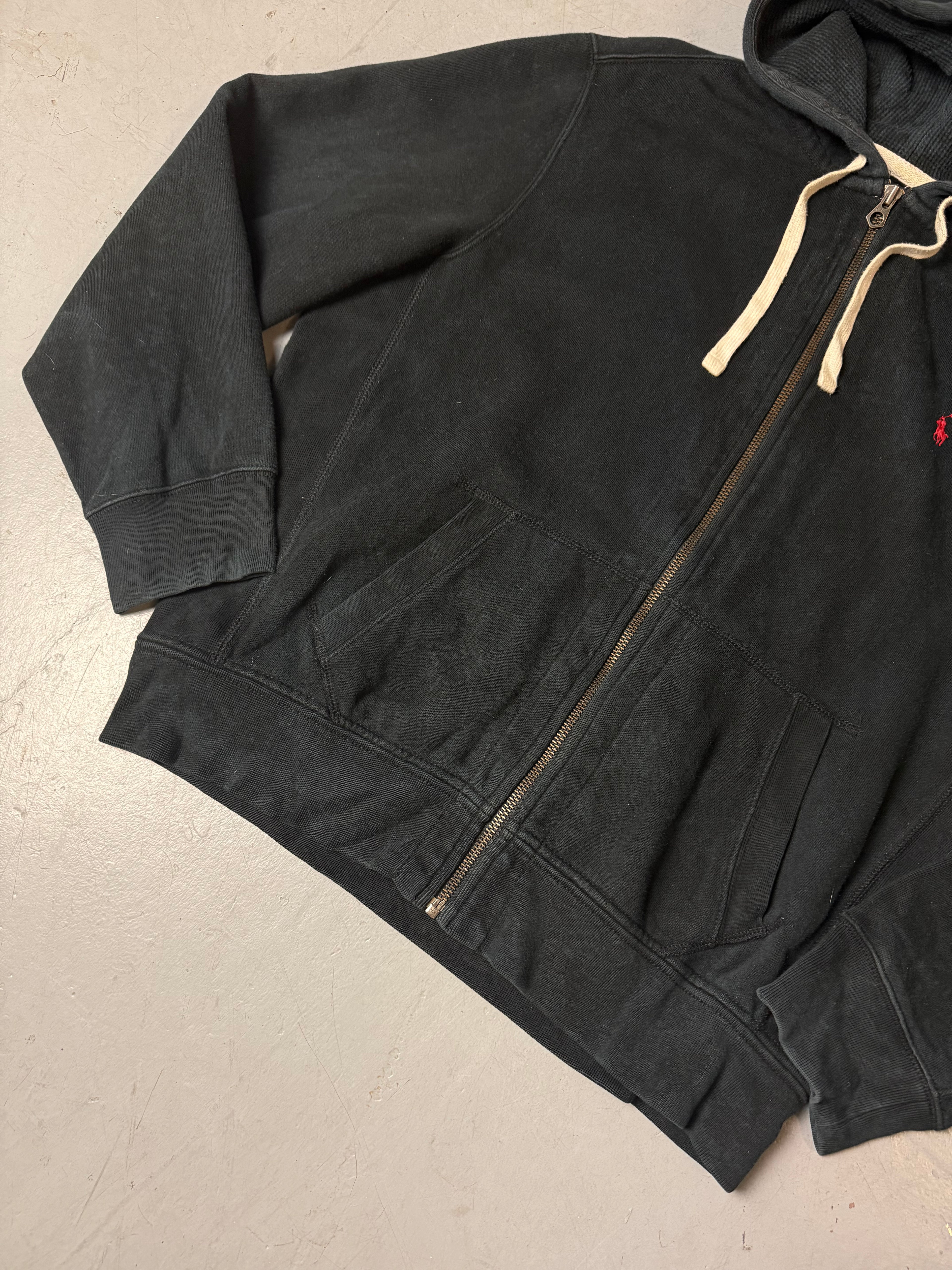 Vintage Polo Ralph Lauren Black Zip Up Hoodie XL