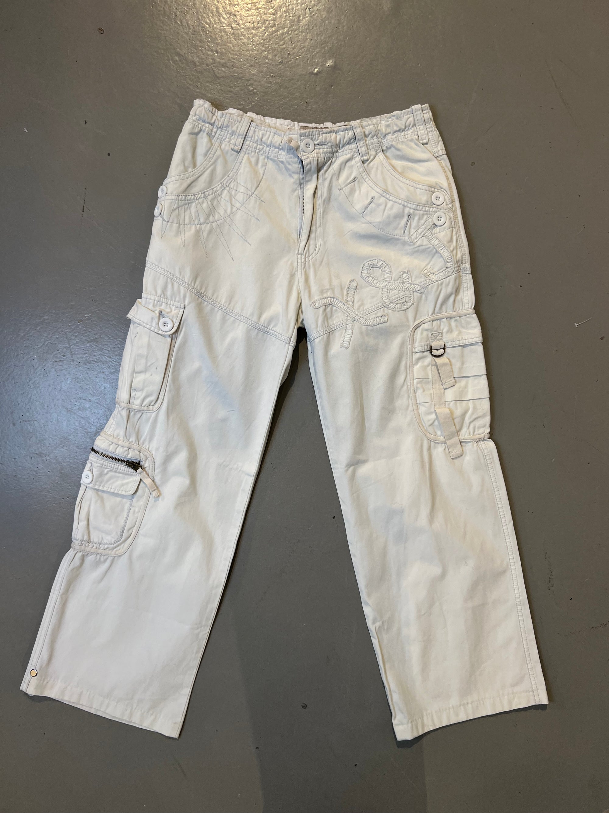 Vintage White Cargo Pants S/M