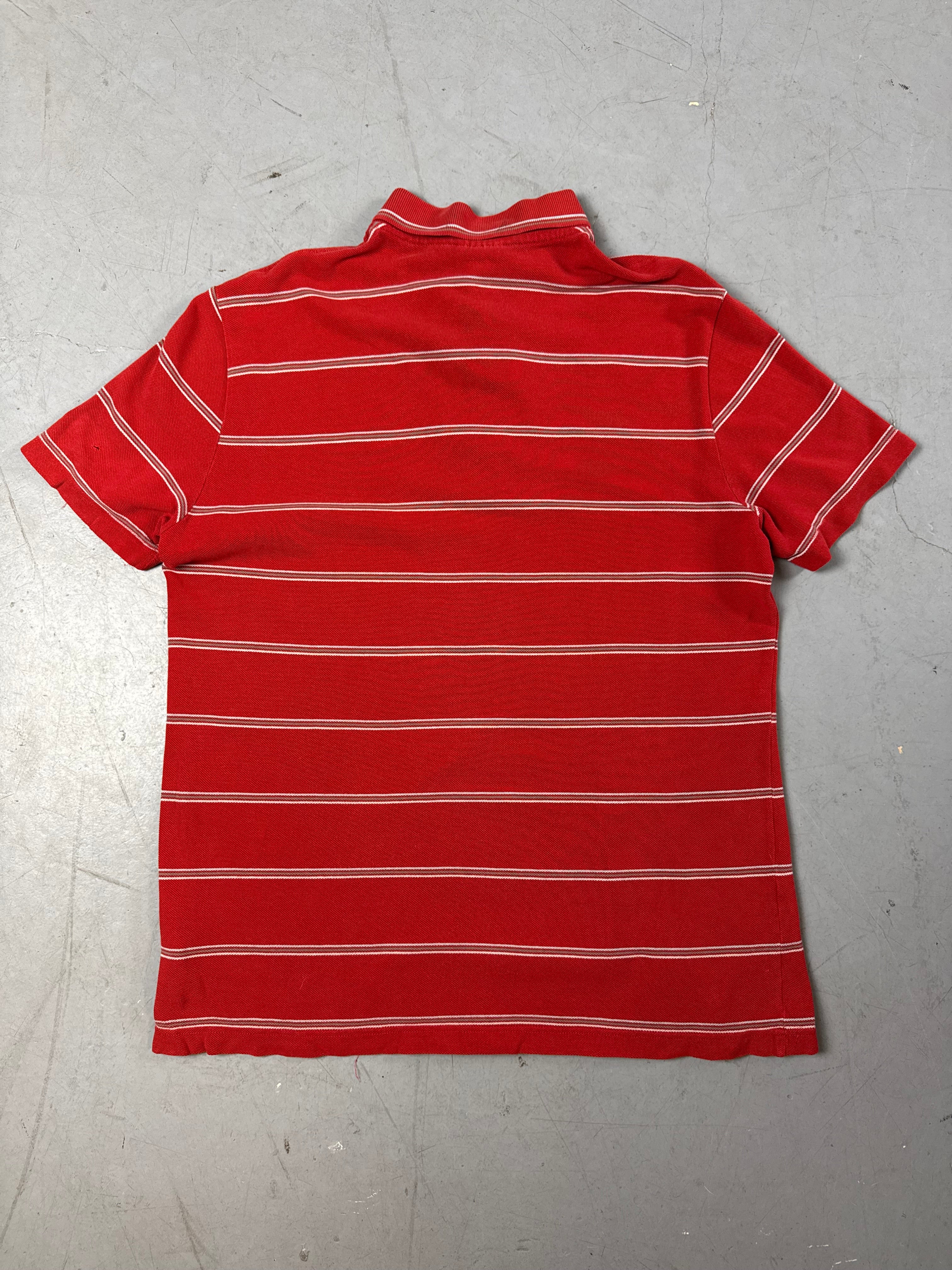 Produktbild von Vintage Lacoste Red Striped Polo M von hinten
