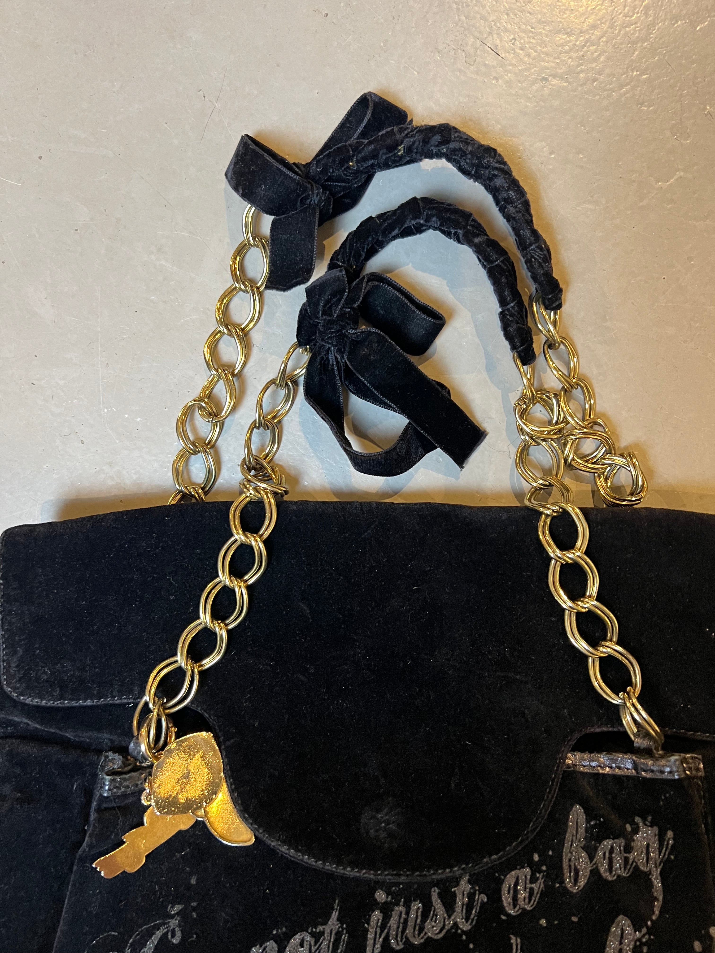 Vintage Just Cavalli Black Velvet Bag