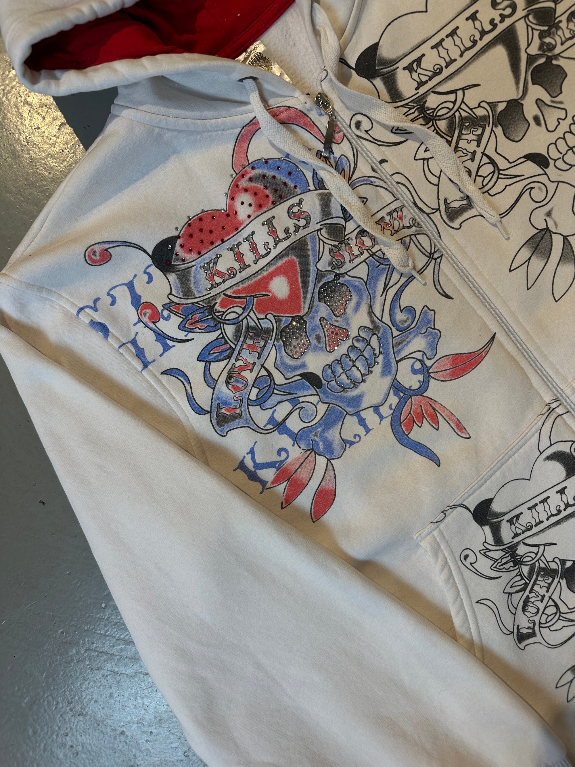 Vintage White Ed Hardy Zipper XL