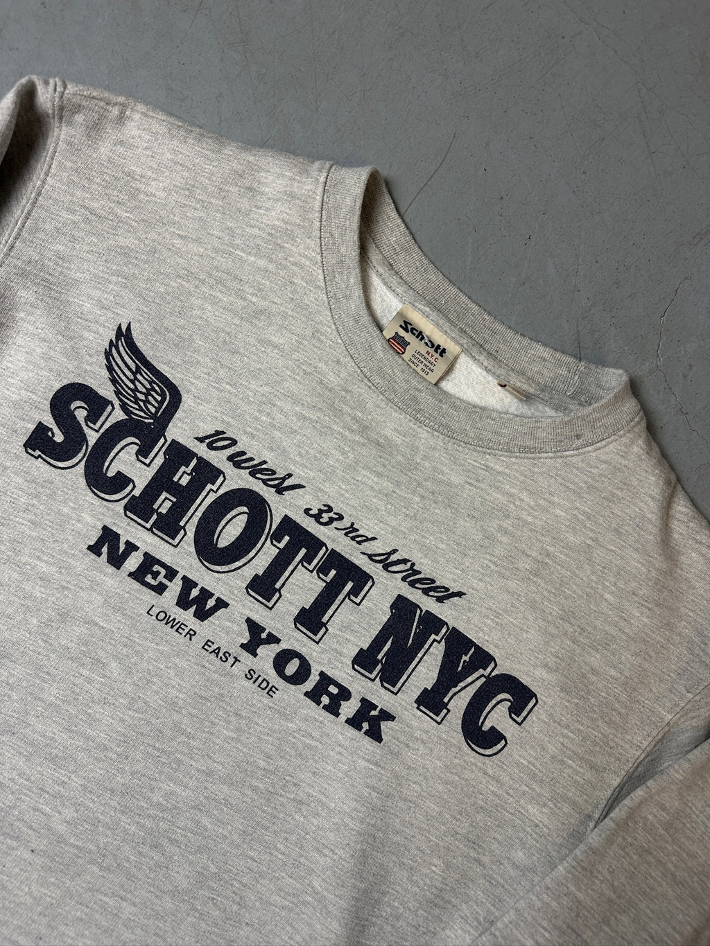 Vintage Schott NYC Grey Printed Sweater M