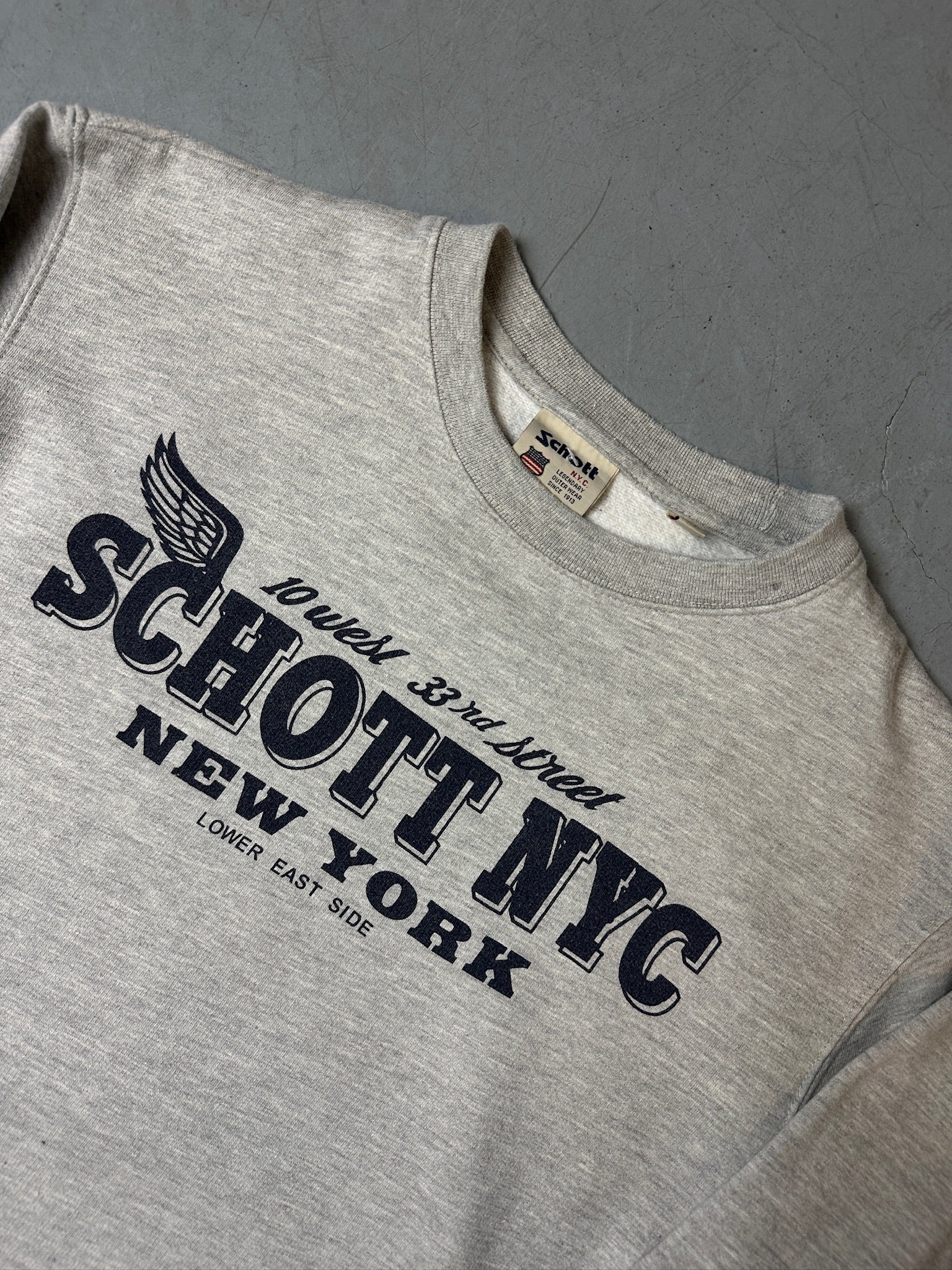 Vintage Schott NYC Grey Printed Sweater M