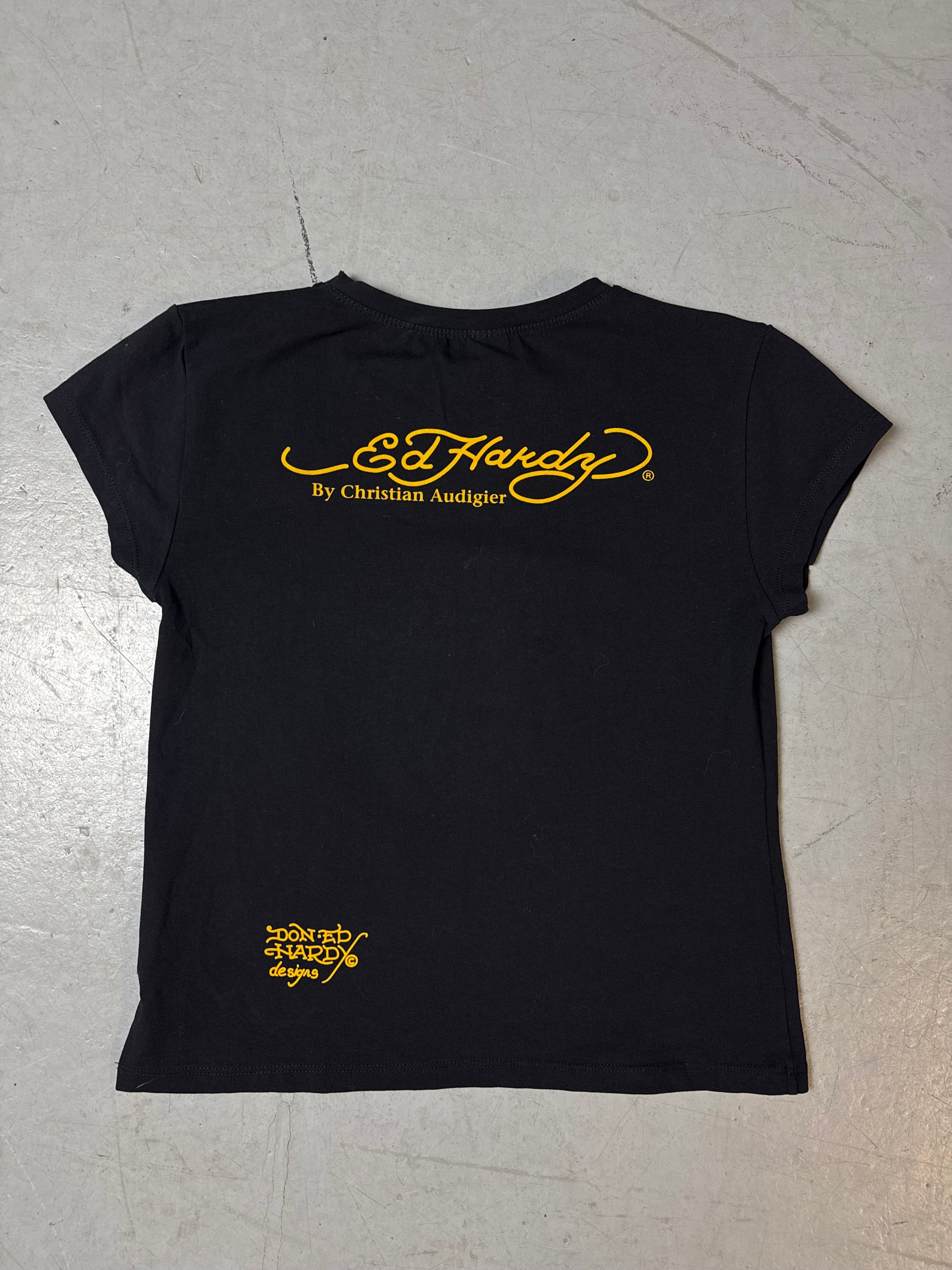 Produktbild von Vintage Ed Hardy Black Rhinestone Baby Tee S von hinten