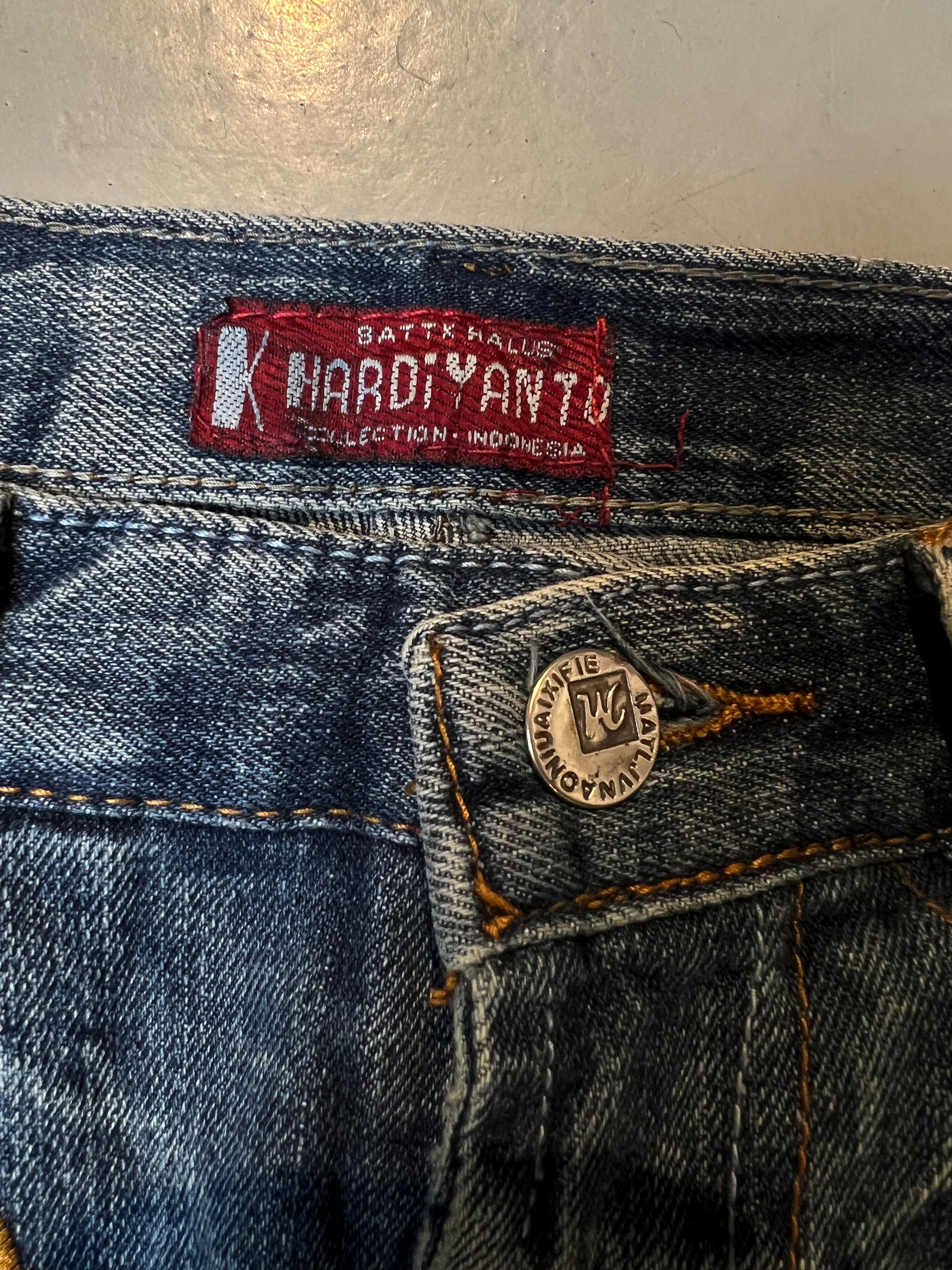 Vintage Blue Crazy Stitched and Washed Denim S/M