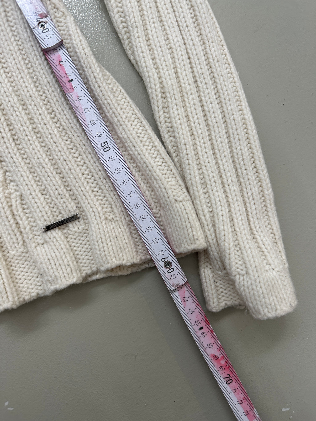 Vintage Armani Jeans Cream Turtleneck Knit Sweater für Herren. Y2K Second Hand 2000s Fashion