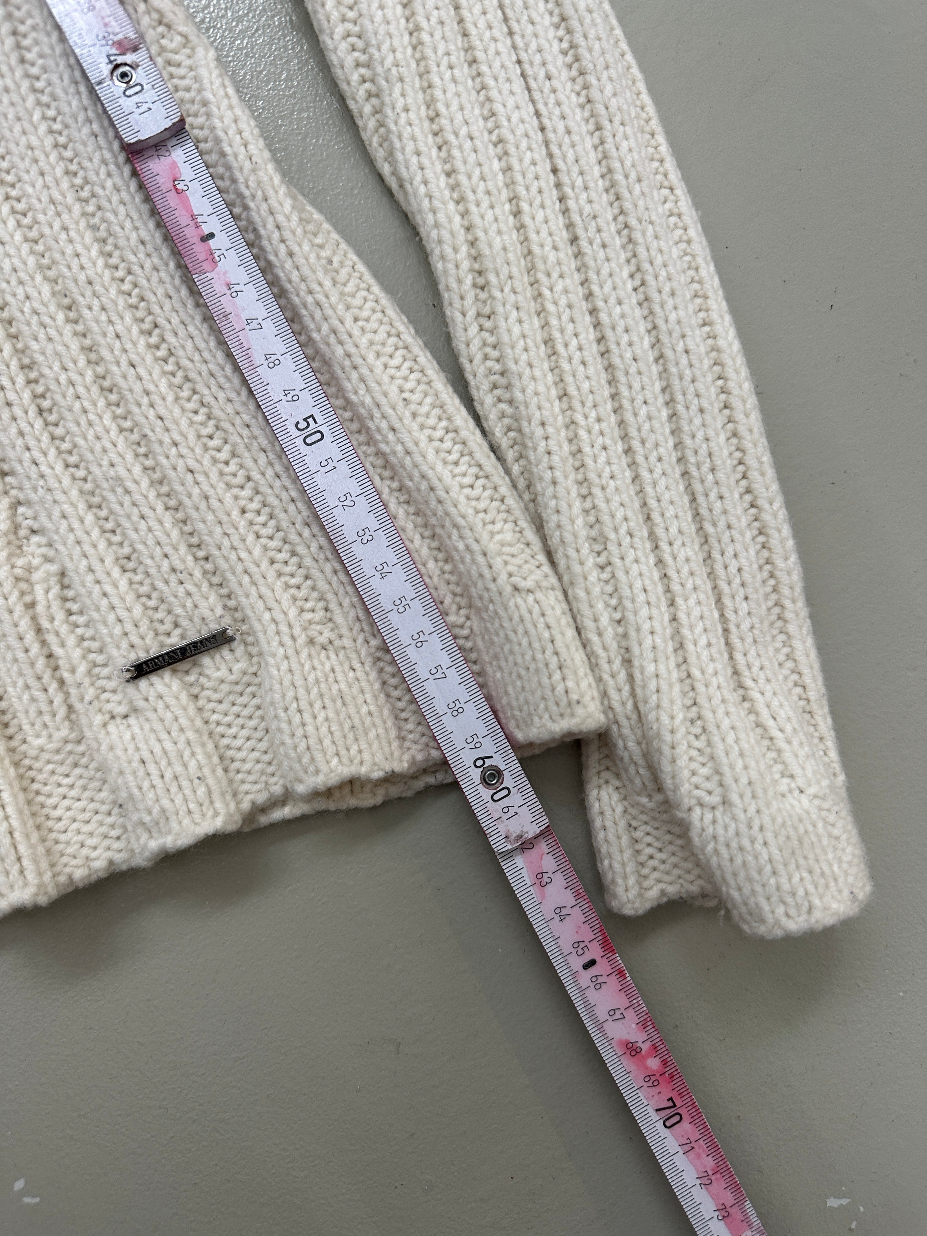 Vintage Armani Jeans Cream Turtleneck Knit Sweater für Herren. Y2K Second Hand 2000s Fashion