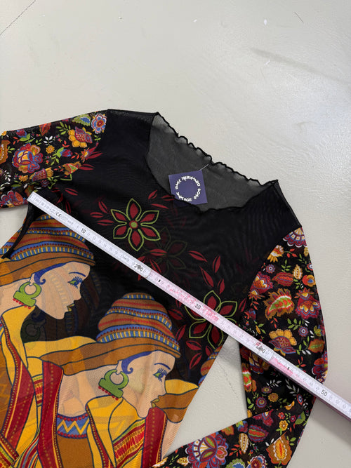 Vintage Mesh Seethrough Graphic Longsleeve L