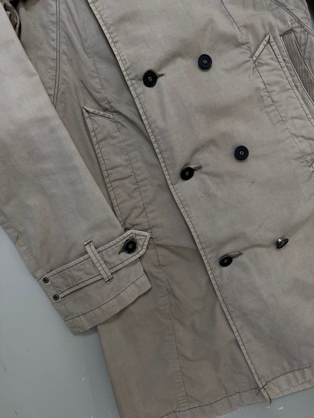 Vintage Beige G-Star Utility Coat für Damen. Y2K Second Hand 2000s Fashion