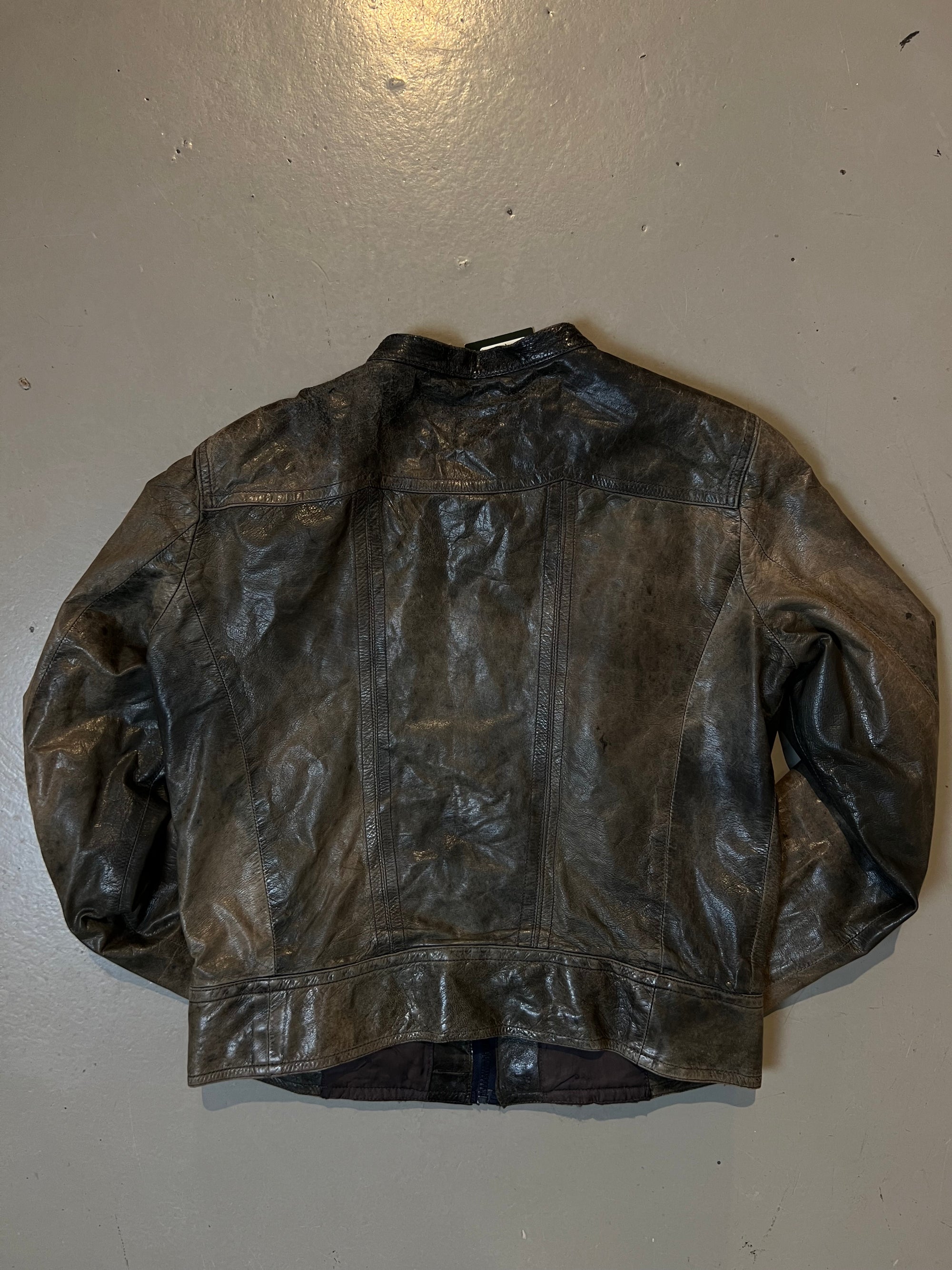 Vintage Gray/Green Italian Leather Jacket S