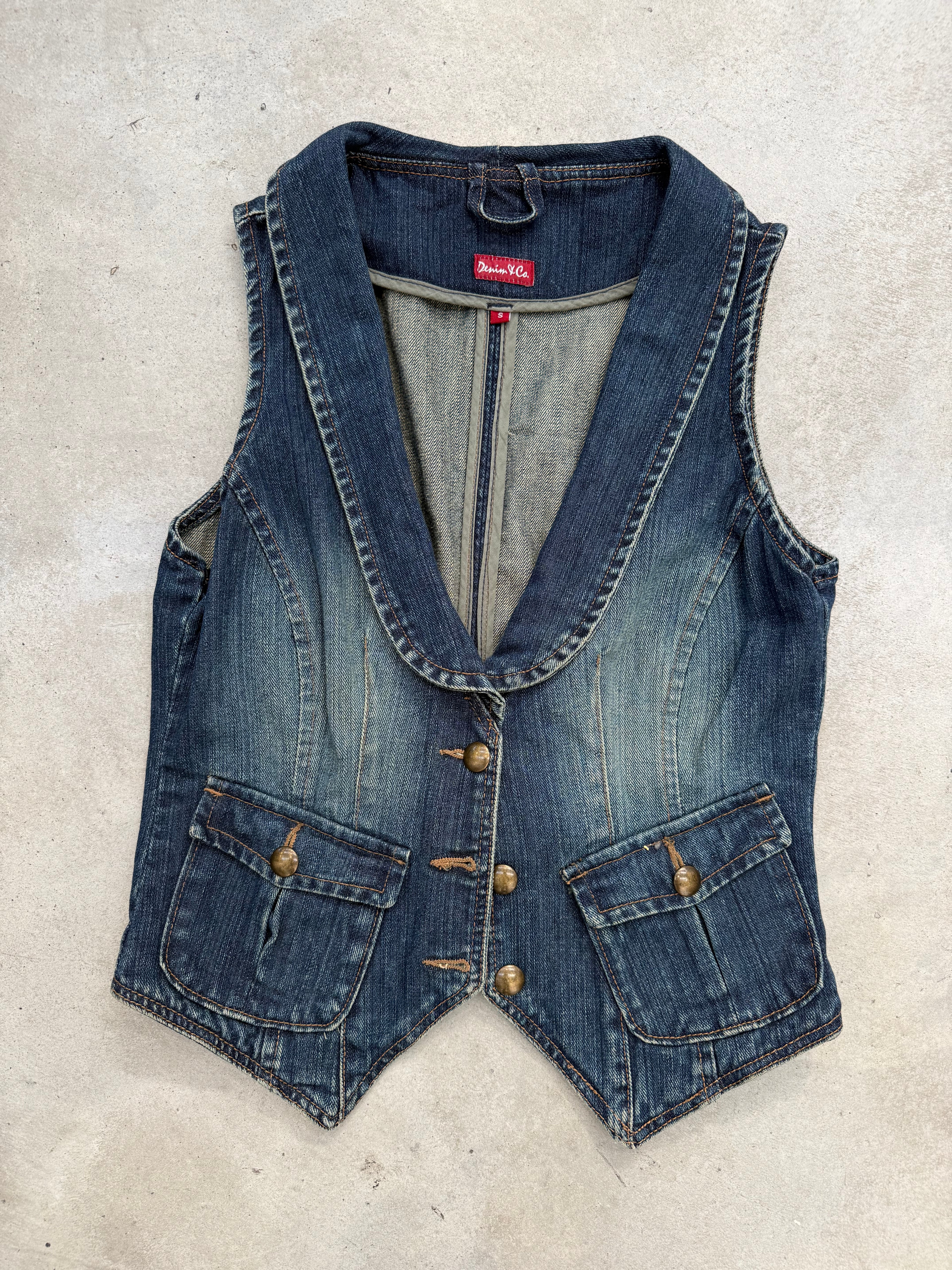 Vintage Cropped Denim Button Up Top S