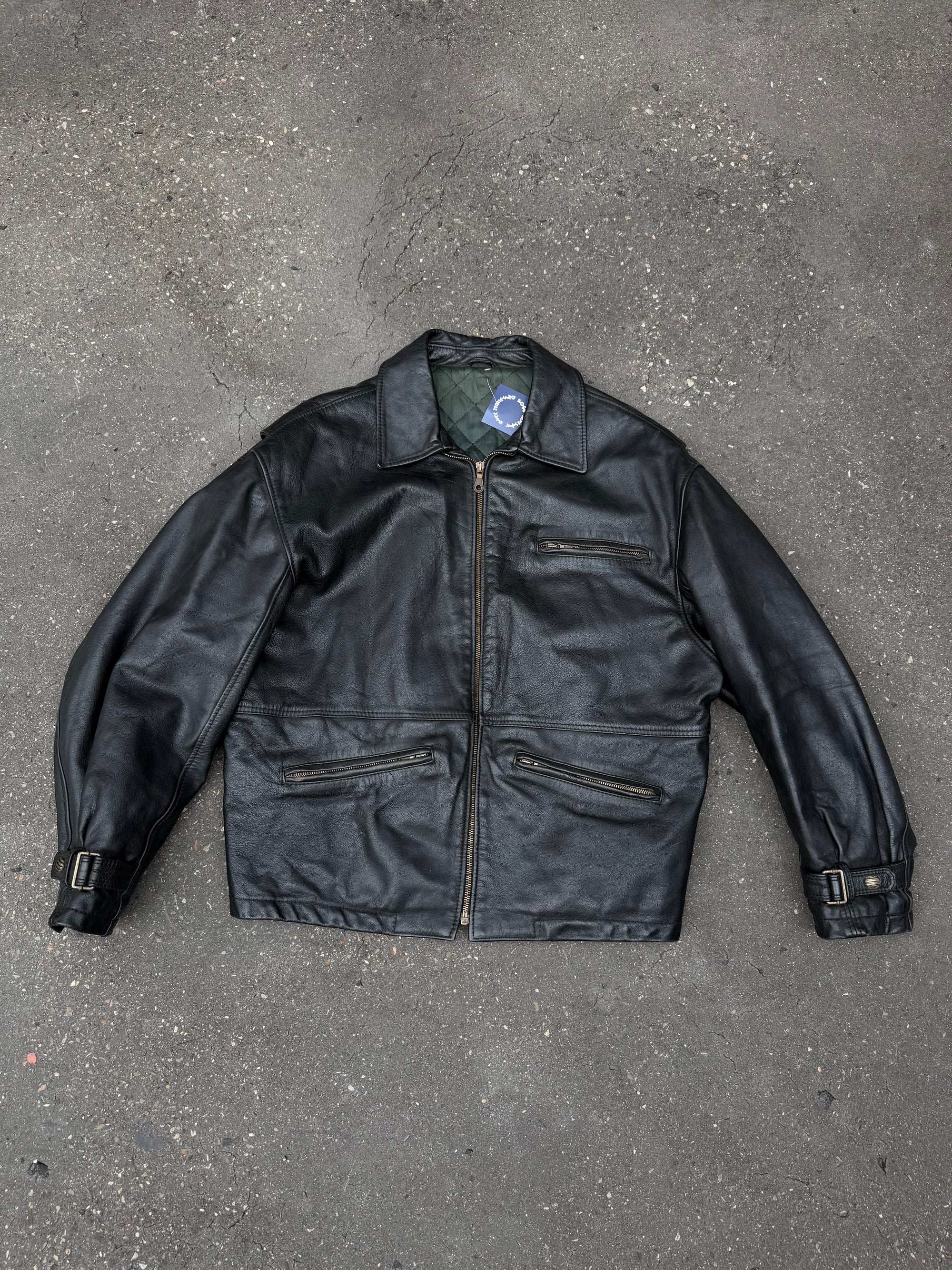 Vintage Fery Black Long Leather Jacket XL