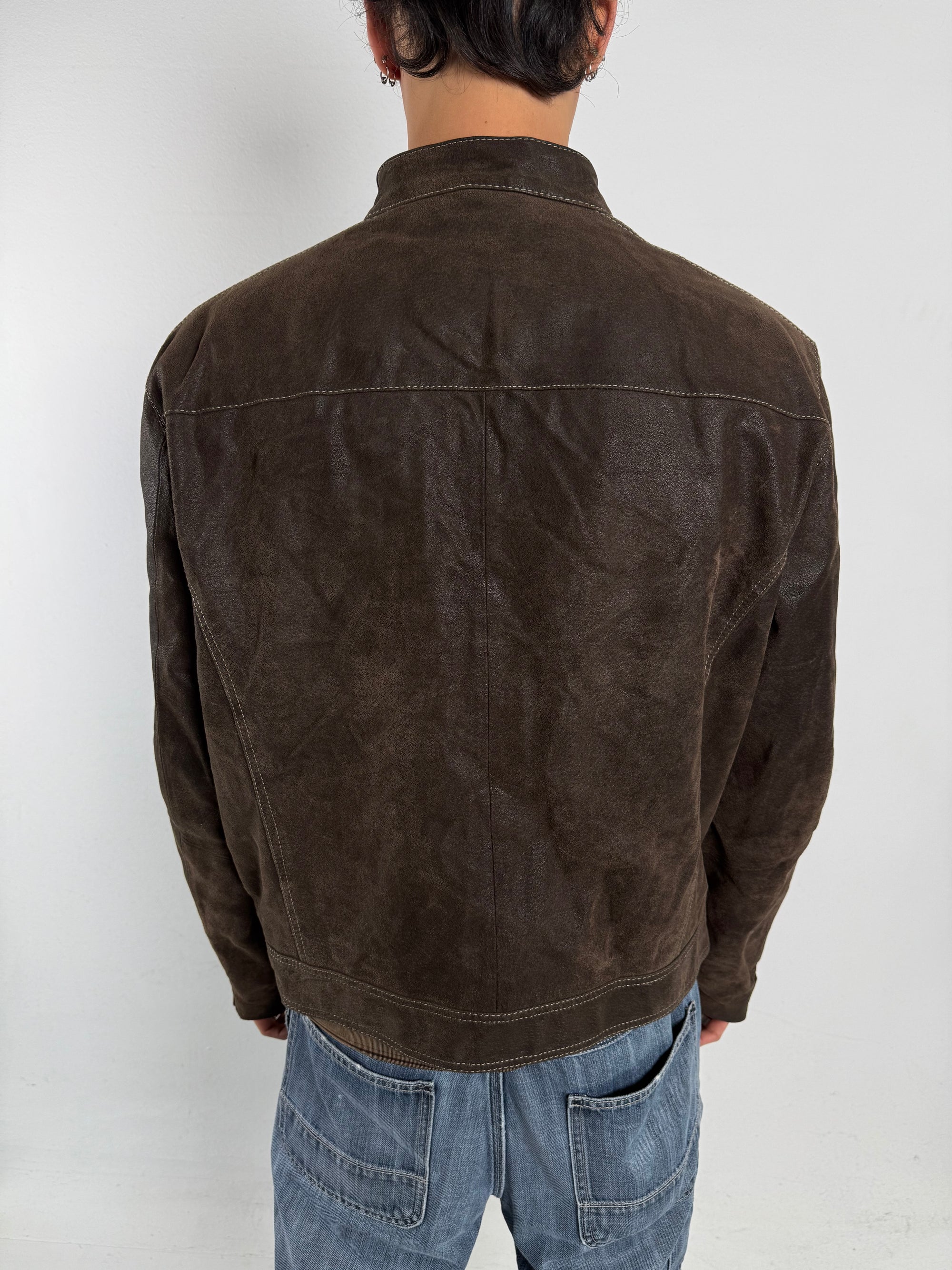Vintage Brown and Beige Suede Leather Jacket M/L