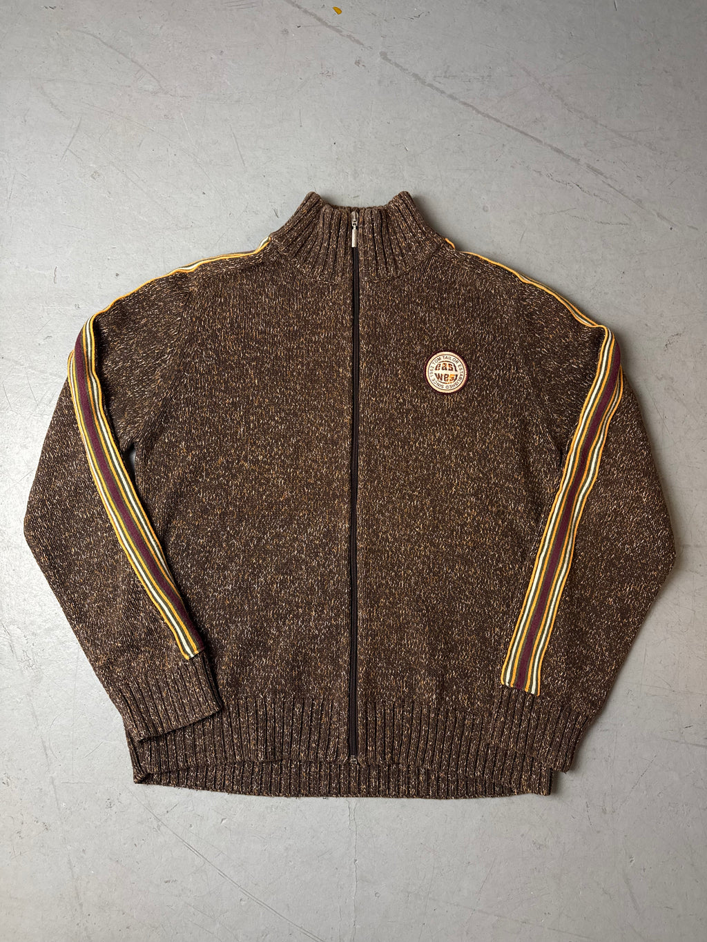 Vintage Tom Tailor Brown Knit Zip Up Sweater L