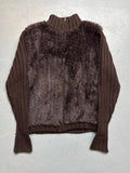 Vintage Fur Hybrid Zip Up for women. Y2K Second Hand 2000s Fashion 