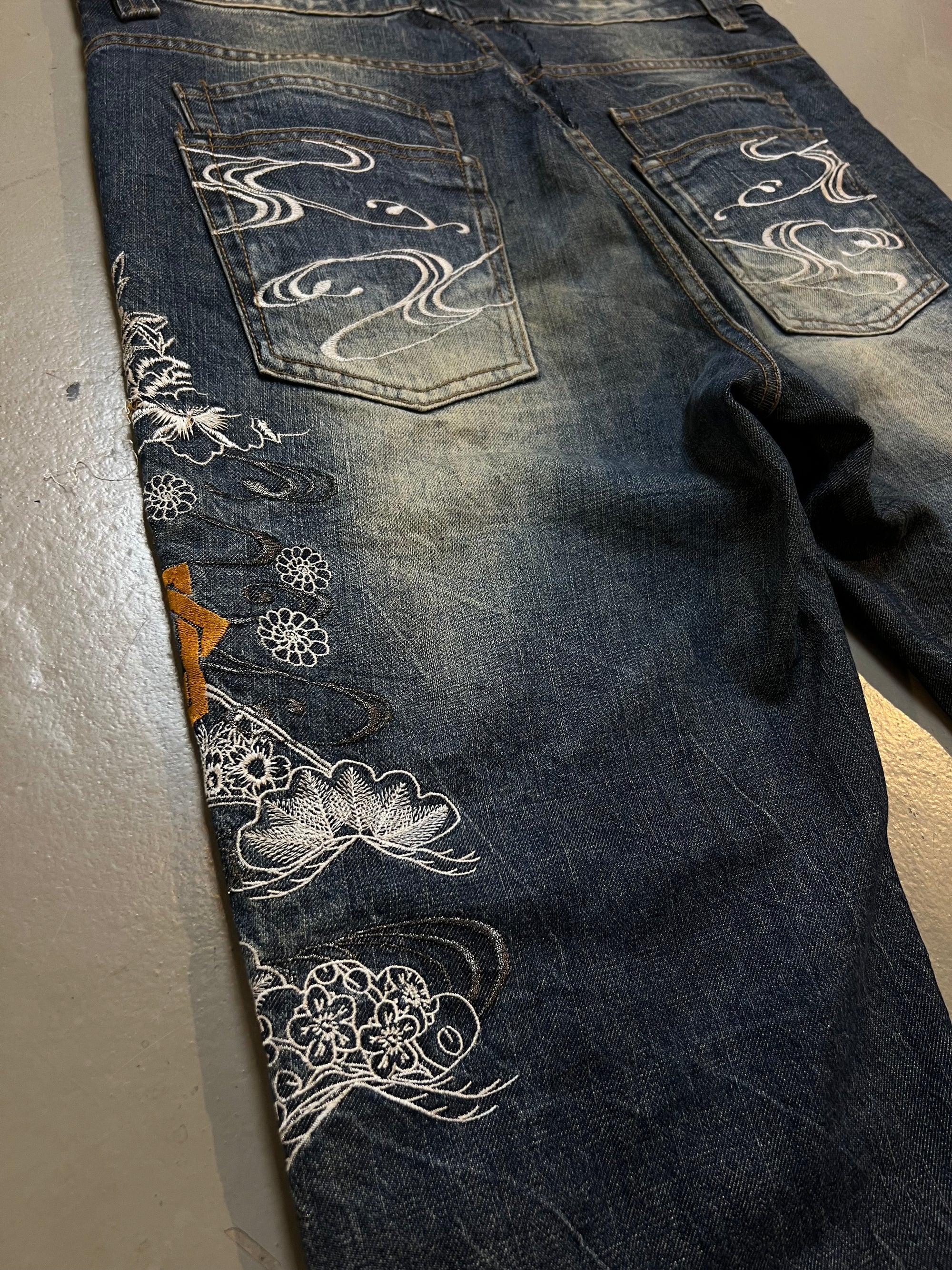 Vintage Japanese Crazy Printed Denim L/XL
