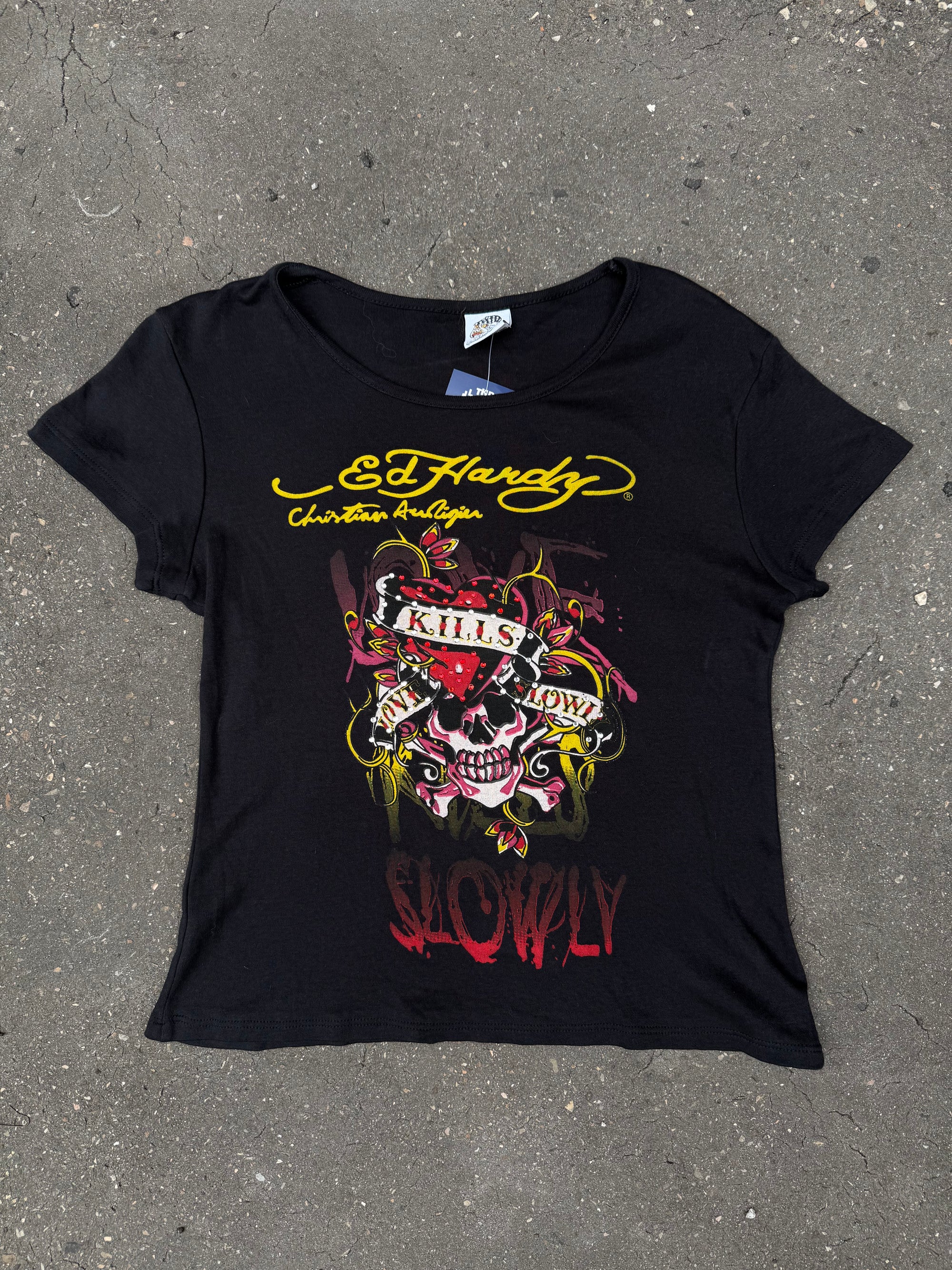 Vintage Ed Hardy Love Kills Slowly Printed T-Shirt S/M