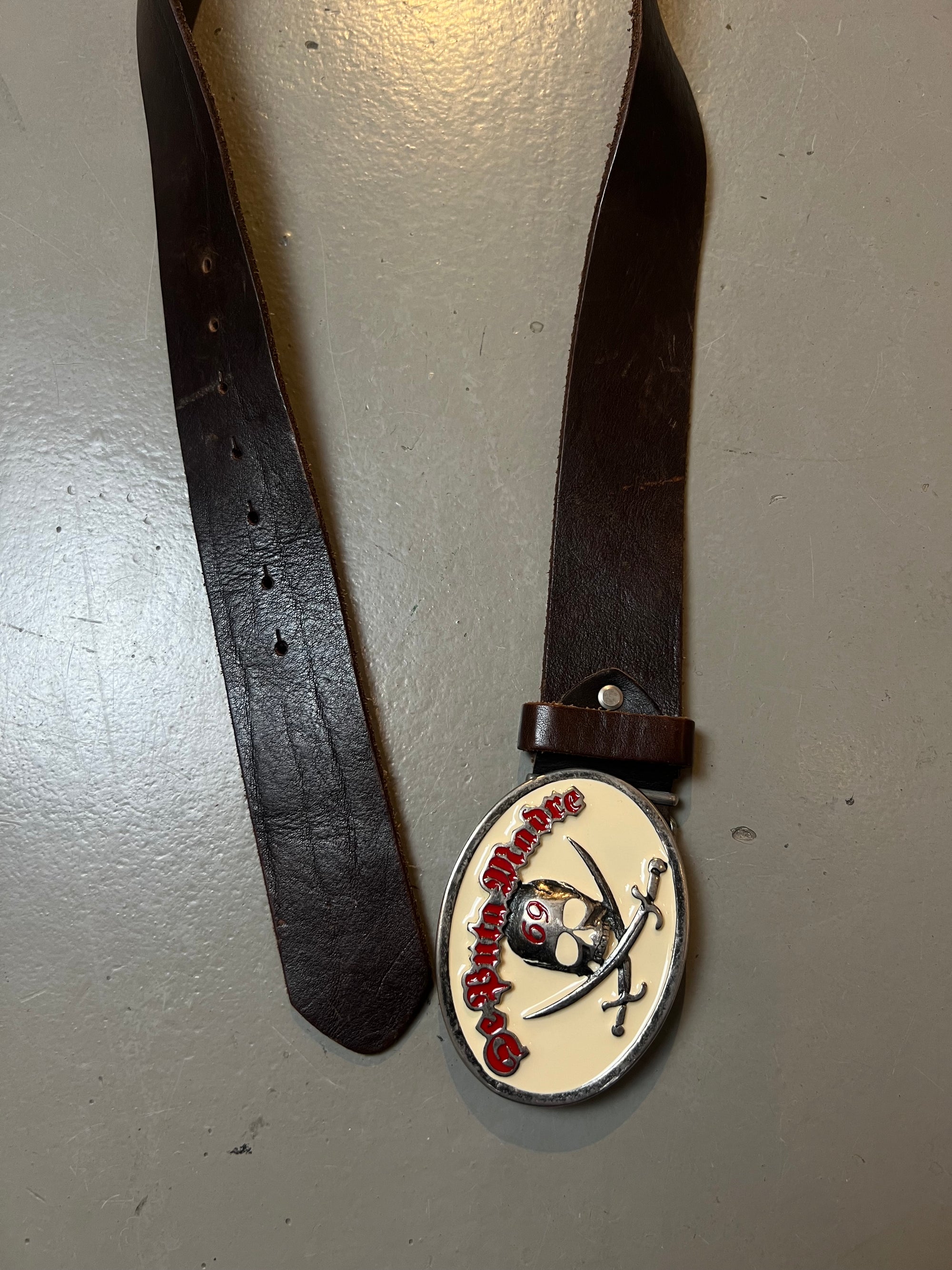 Vintage Brown De Puta Madre Big Buckle Belt