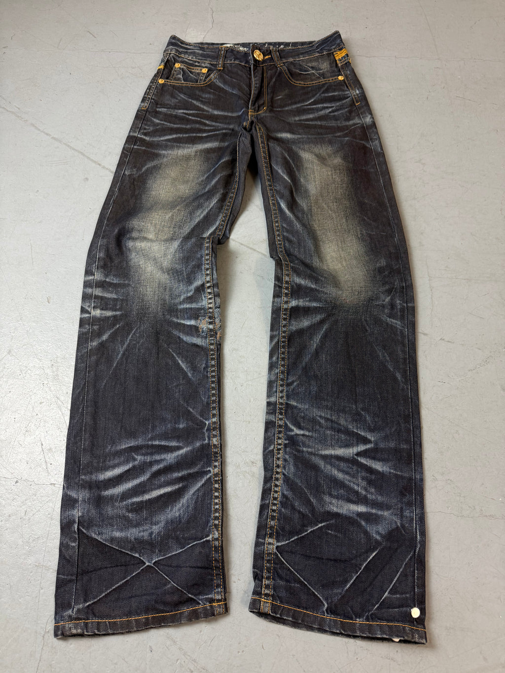 Vintage Big Train High Waist Jeans mit Stitching für Frauen 