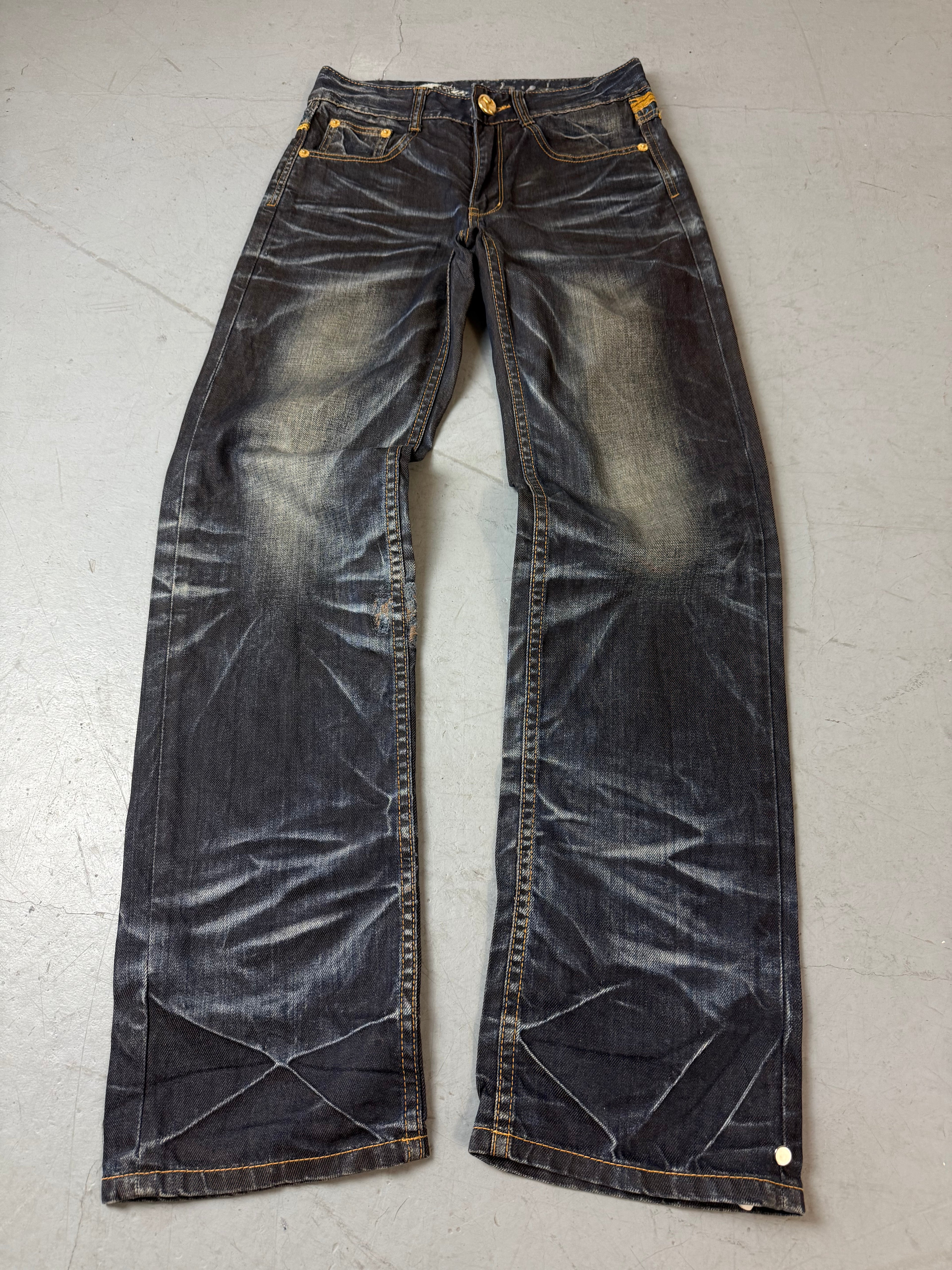 Vintage Big Train High Waist Jeans mit Stitching für Frauen 