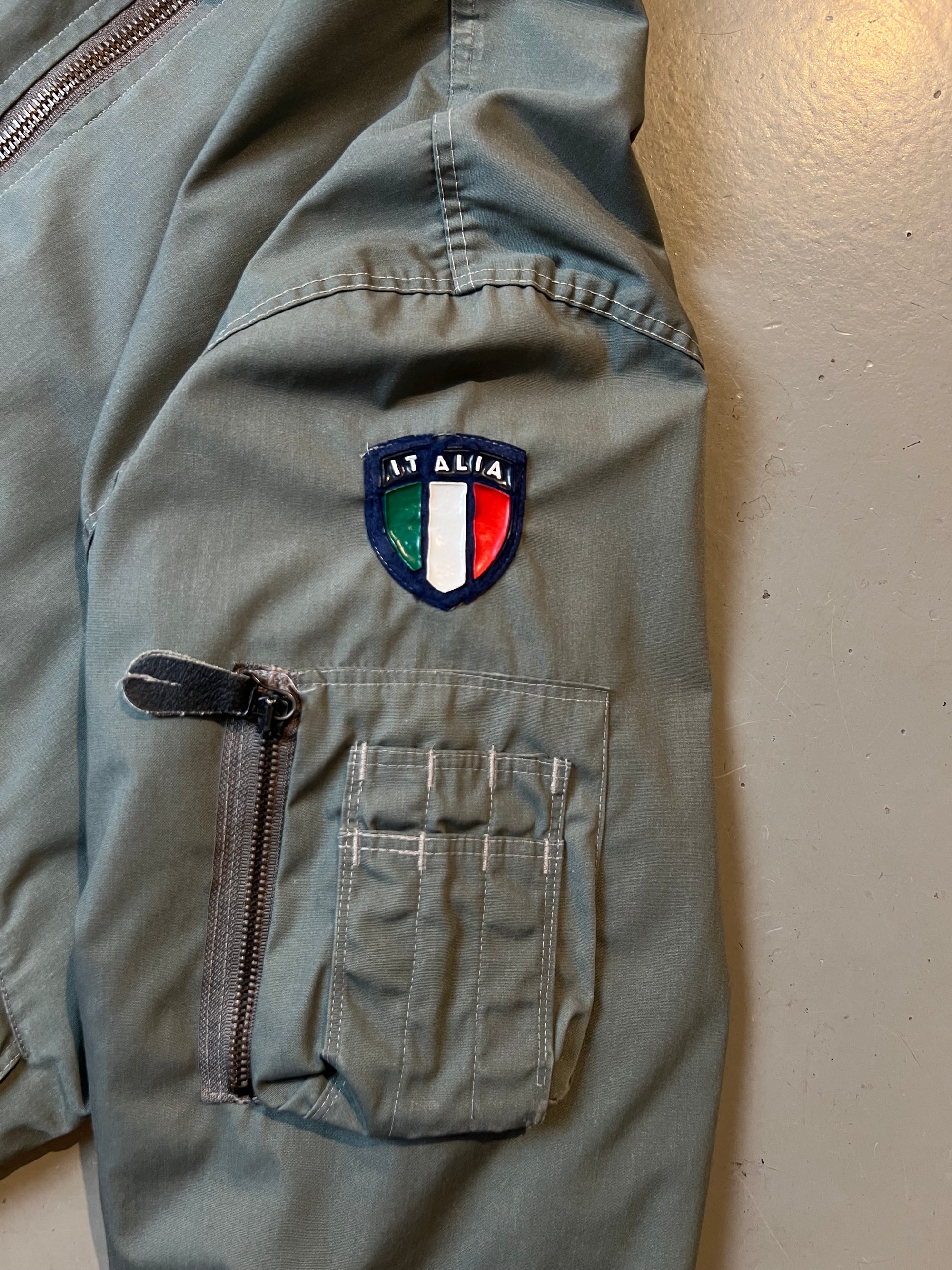Vintage Grey/Green Italia Bomber Jacket XL/XXL