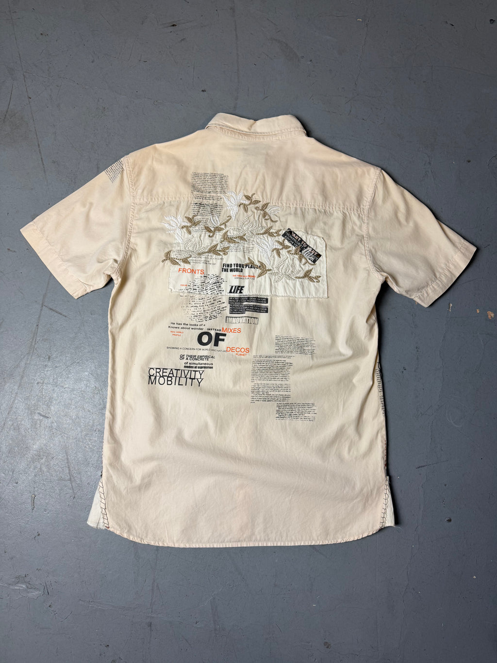 Vintage Guru Beige Printed Button Up Shirt L