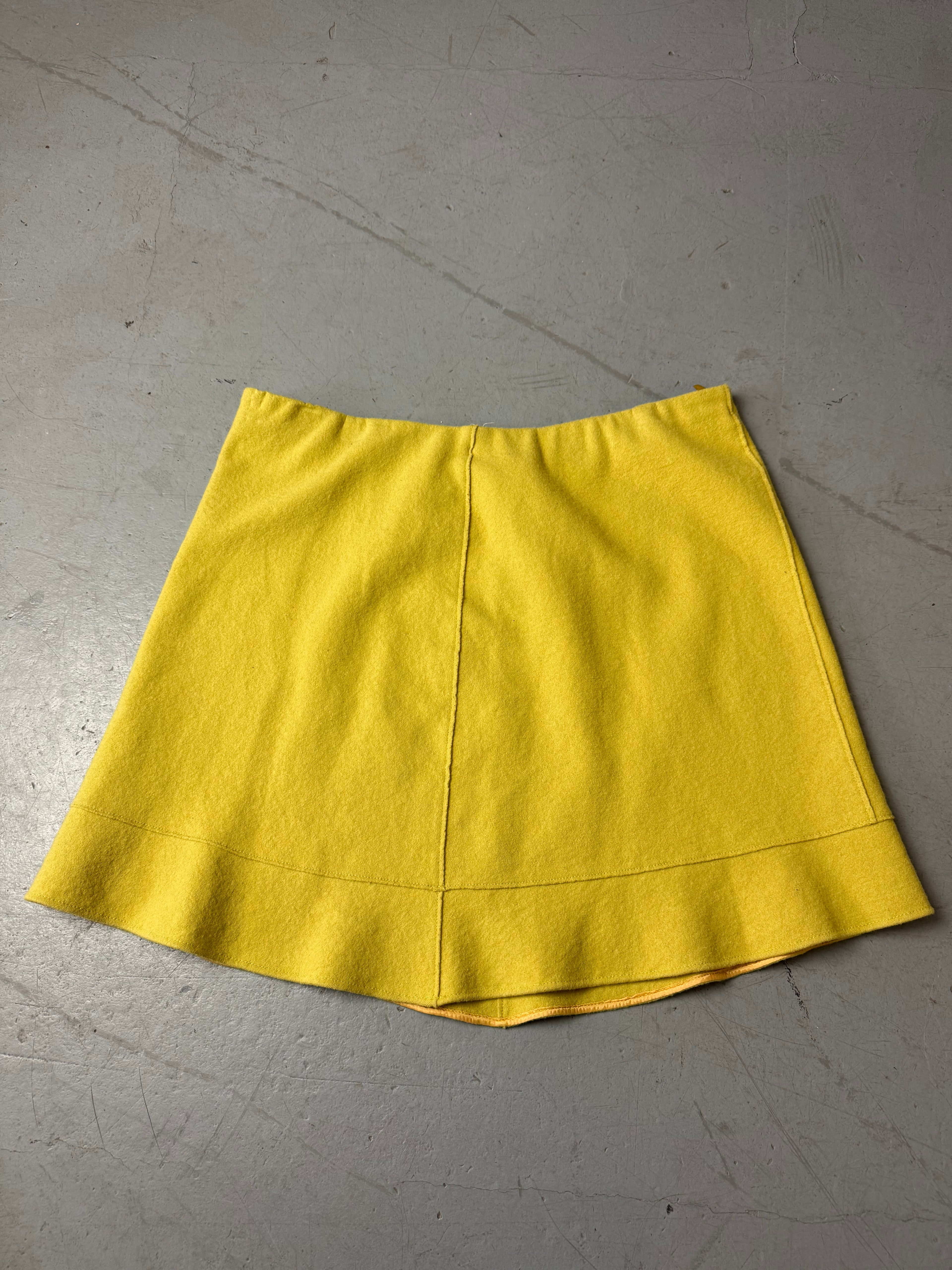 Vintage Marc Cain Yellow Wool Skirt für Damen. Y2K Secondhand 2000s Fashion.