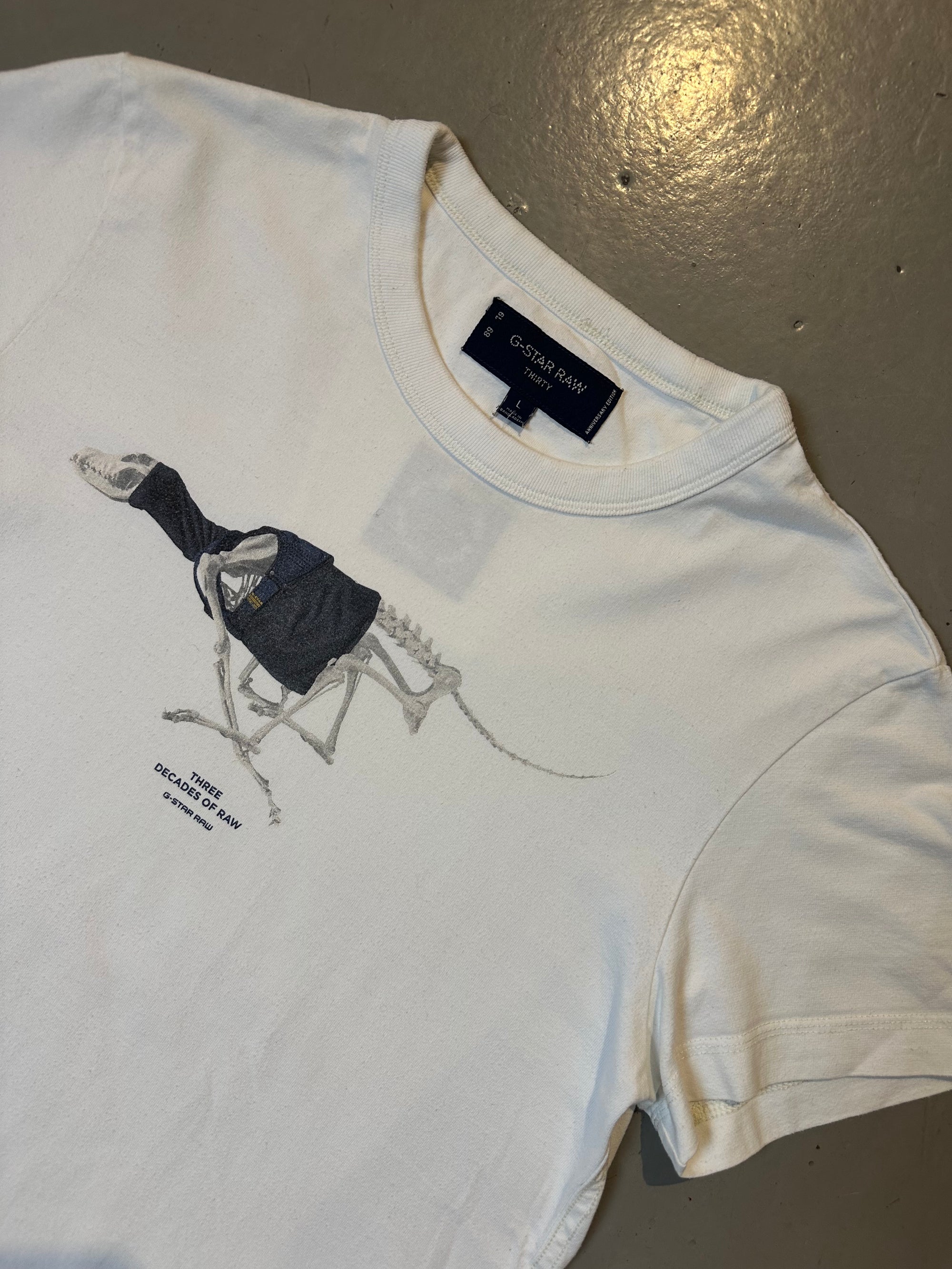Vintage White Printed G-Star Tee M/L