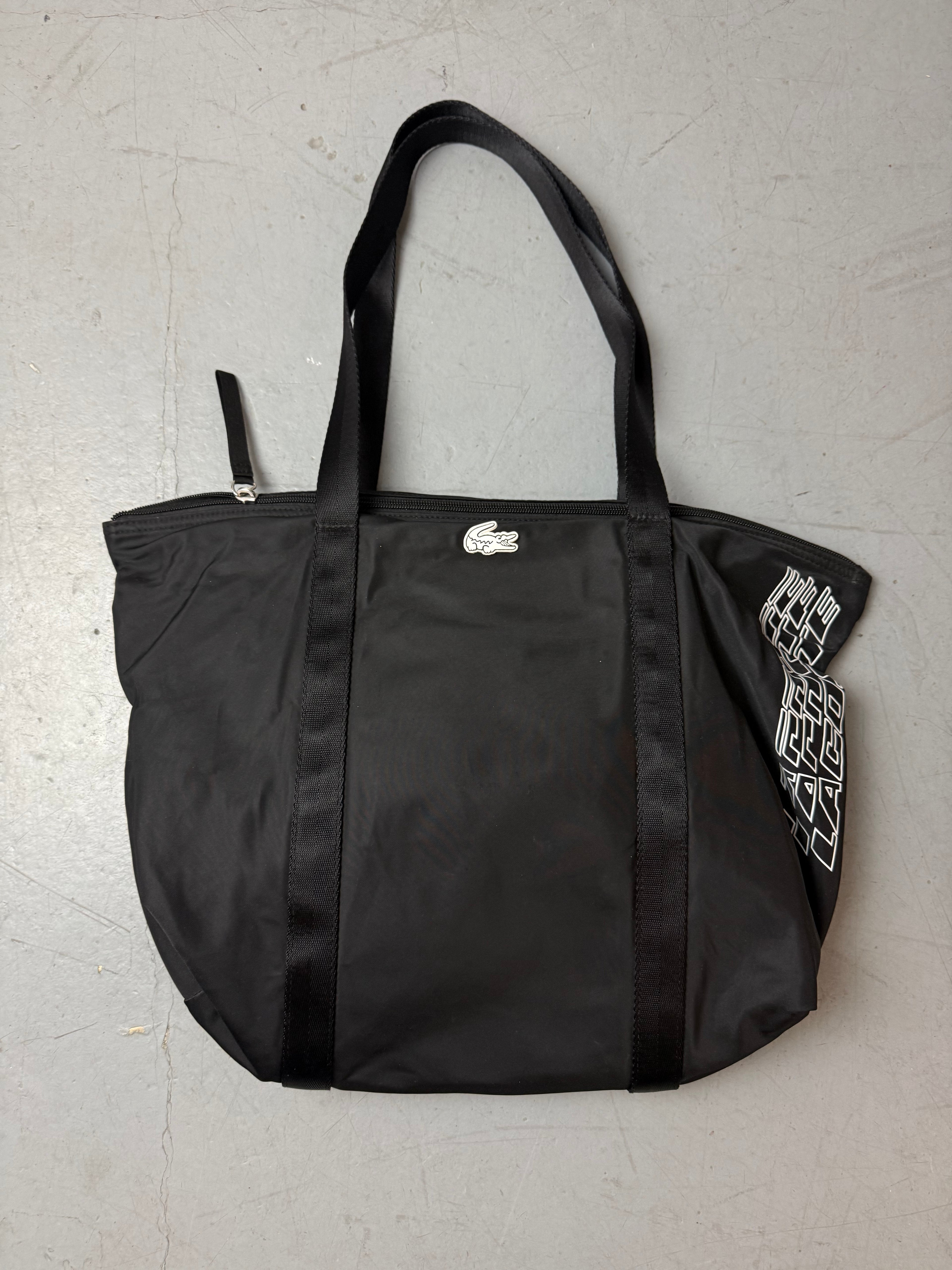 Vintage Lacoste Black Shopper Bag. Unisex.. Y2K Second Hand 2000s Fashion